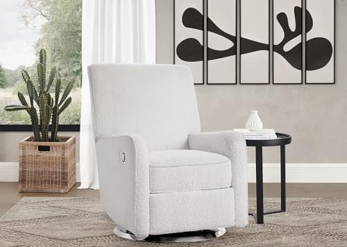 Image of Delta Children Nest Nursery Swivel Recliner - Fabric is GREENGUARD Gold Certified and Oeko-TEX Standard 100 - Upholstered in a Unique Chenille Yarn for Blanket Like Softness, Oyster