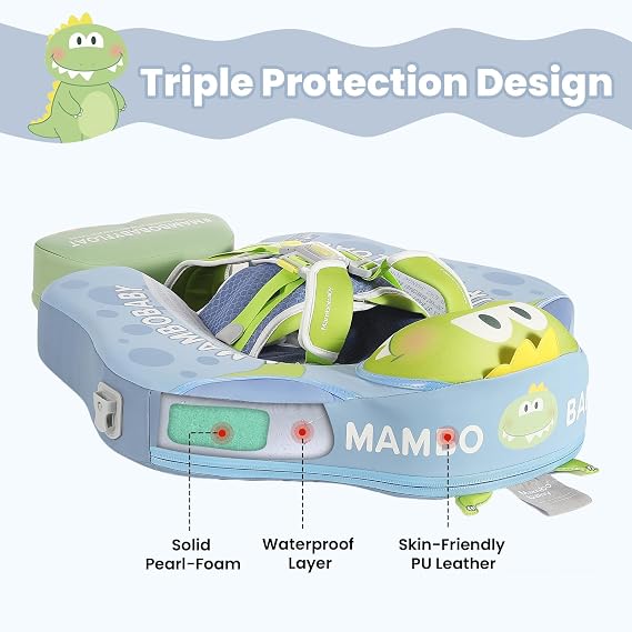 Mambobaby Float Deluxe Baby Pool Float: Safe & Comfortable Swim Trainer for Infants & Toddlers, Non-Inflatable Design, UV Protection Canopy, Fun Water Experience for Ages 3-24 Months