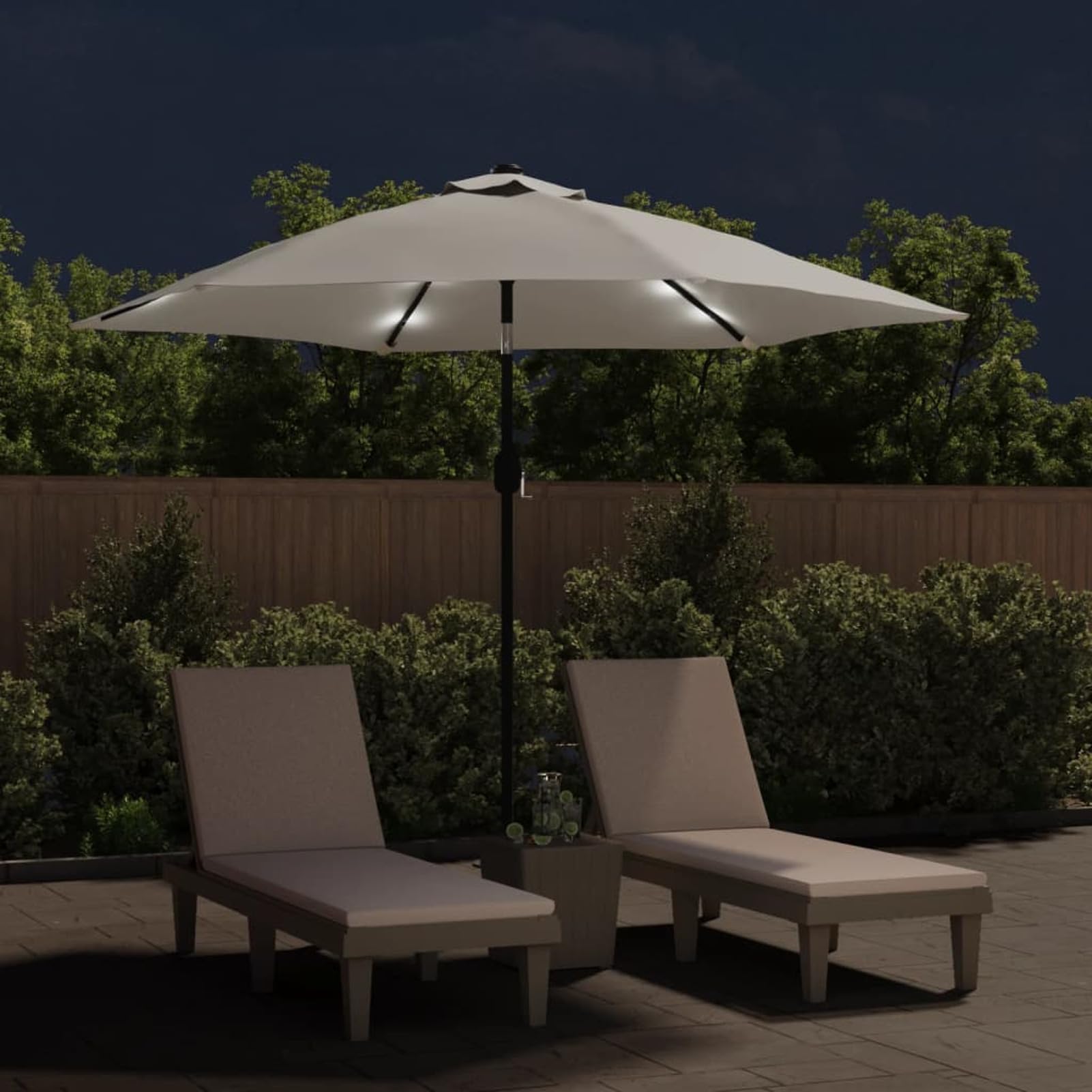 Homgoday Sombrilla voladiza de jardín con luz LED Blanco Sombrilla Terraza Exterior, Sombrilla Jardín Grande Orientable Jardín Parasol Balcón