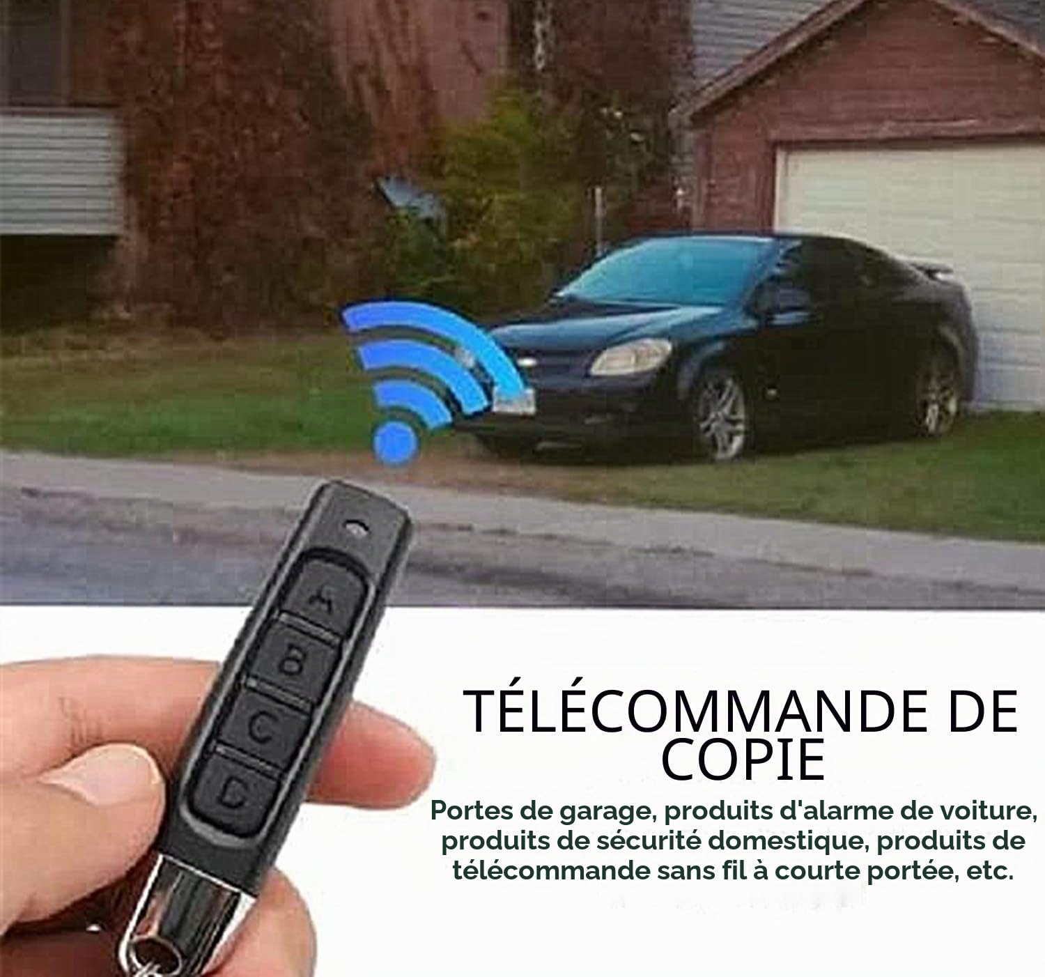 Duplicateur de télécommande 4 Pièces 4 en 1, télécommande de copie, duplicateur de télécommande 433 MHz, ouvre-porte de garage, scanner de code clone, clé de voiture
