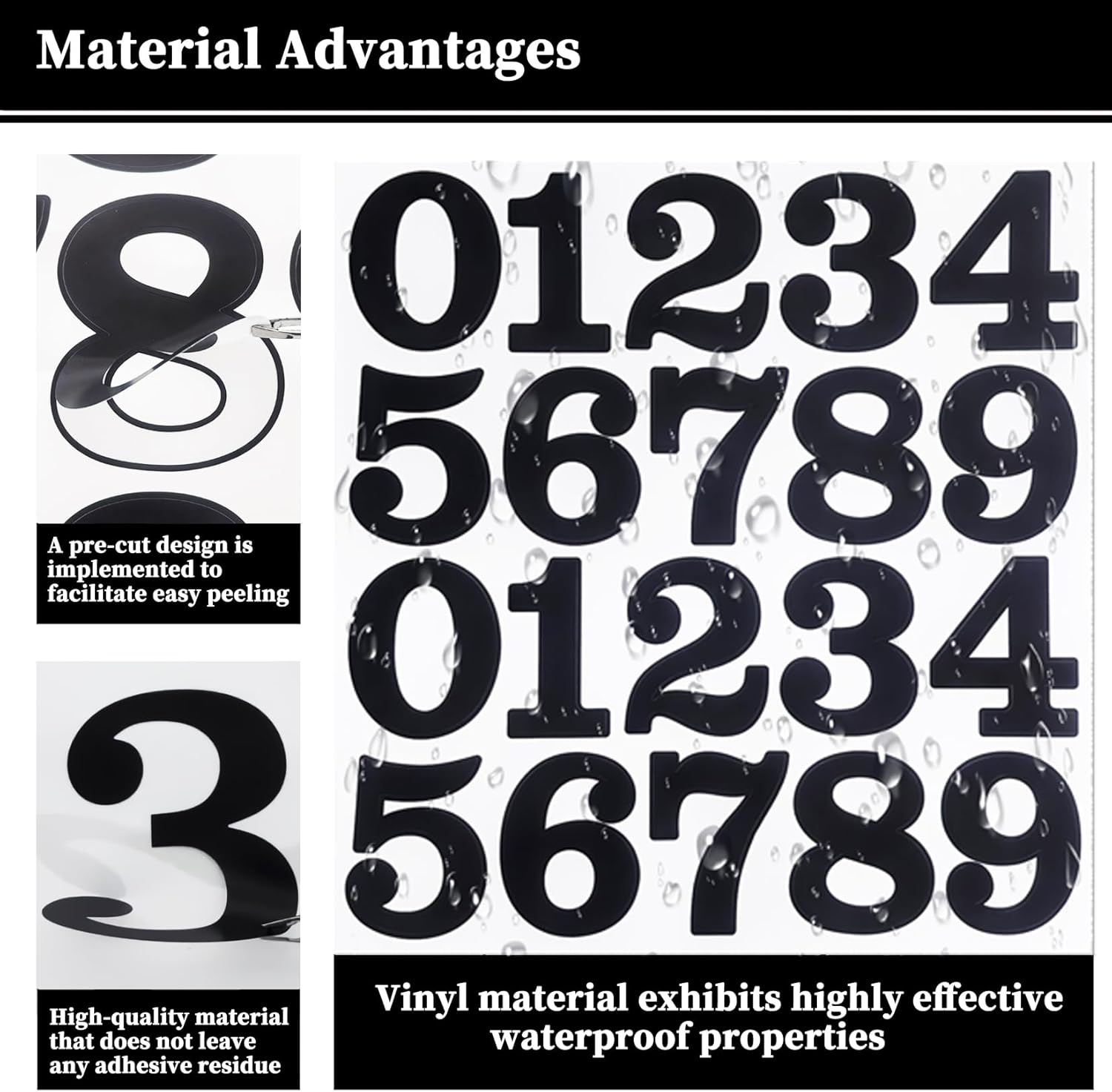 24 Sets 2 Inch 0-9 Self Adhesive Vinyl Number Stickers for File,Lockers,Mailbox,Classification,Organizer - 12 Sheets Black