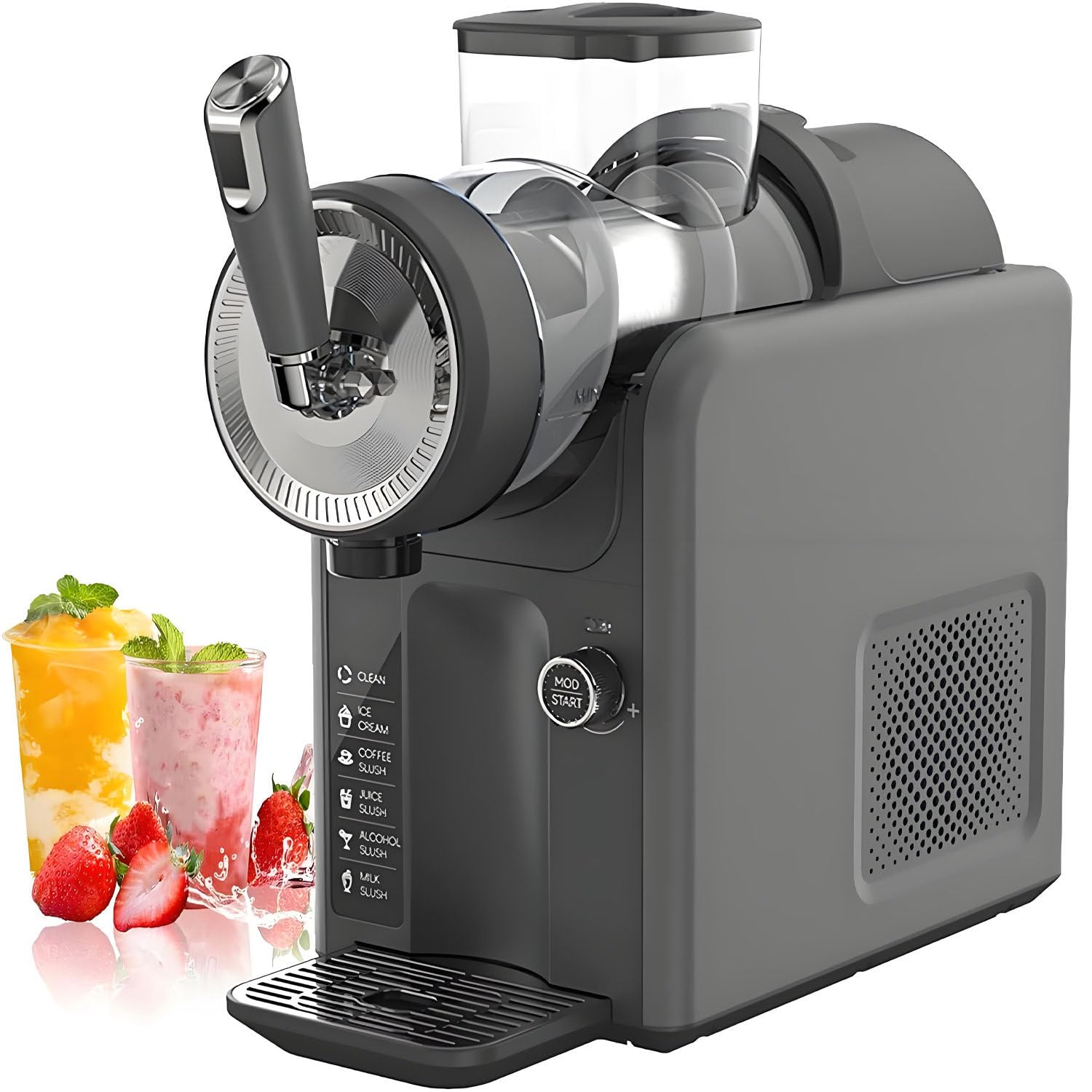Uordby Grey 185W Slushie Machine For Home: 15-60 Minutes Slushy Machine, Froze Drink&Slushie Maker With 5 Preset Programs, One-Click Automatic Cleaning,Slush, Milkshakes, Frappés,More