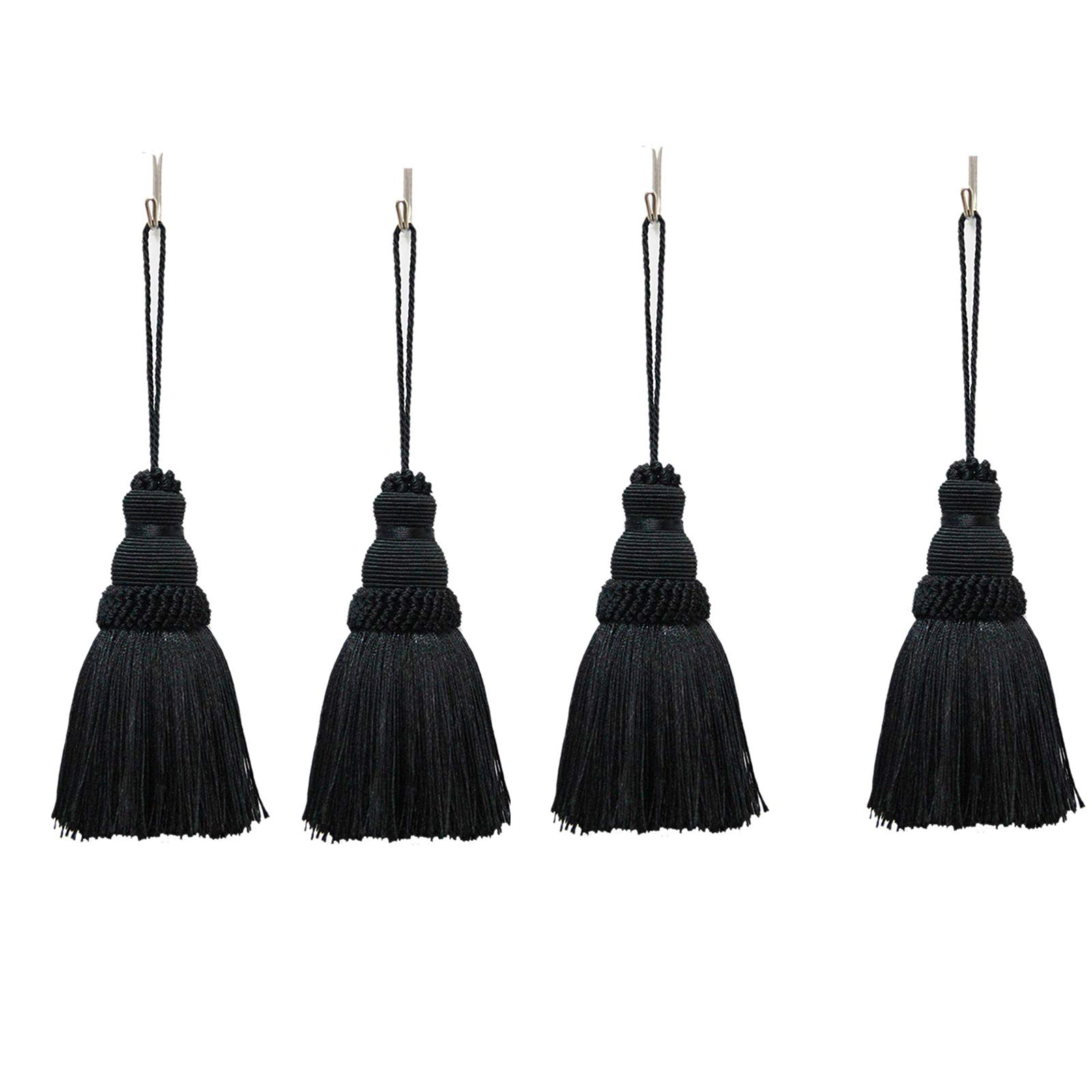 Bunte Quaste Schlüssel Quaste DIY Zubehör für Vorhang und Inneneinrichtung 4 Packungen (Schwarz)