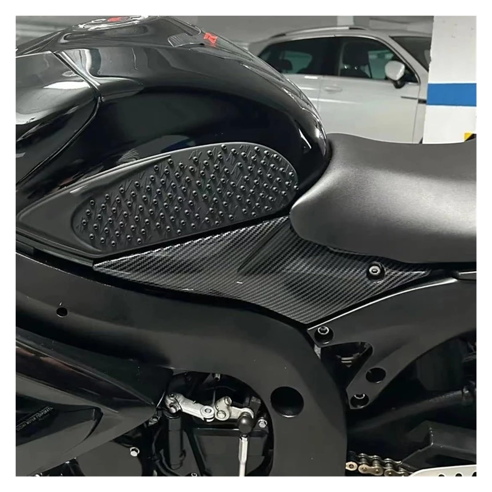 Spoiler anteriore moto Per Suzuki Per GSXR600 Per GSXR750 GSXR 600 750 K6 K7 2006 2007 Copertura Laterale Serbatoio Benzina Moto Pannelli Carenatura(Carbon Fiber Look)