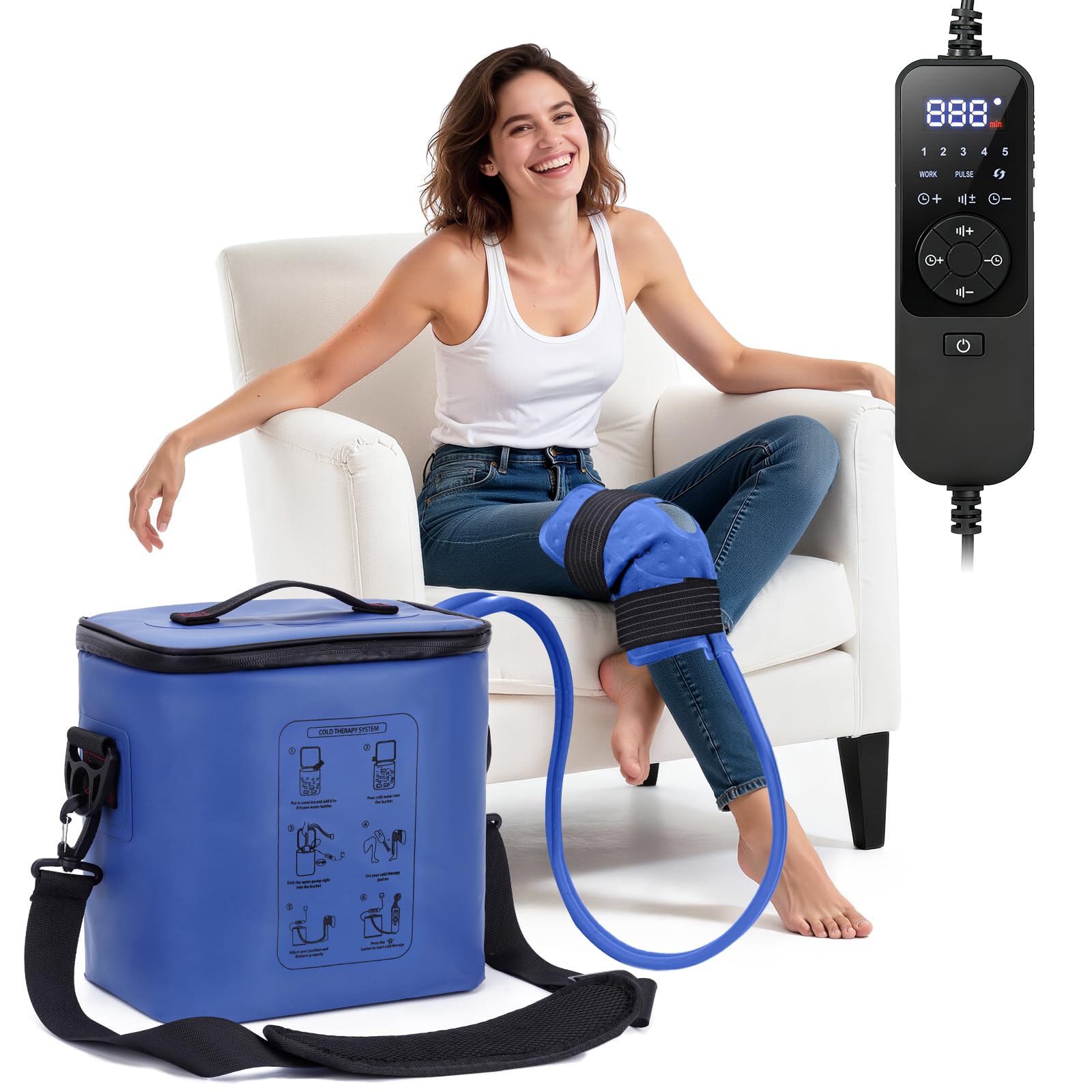 Cold Therapy Machine, Portable Ice Machine for Knee After Surgery, Programmable Knee Replacement Recovery System, Cryotherapy for Post Surgery