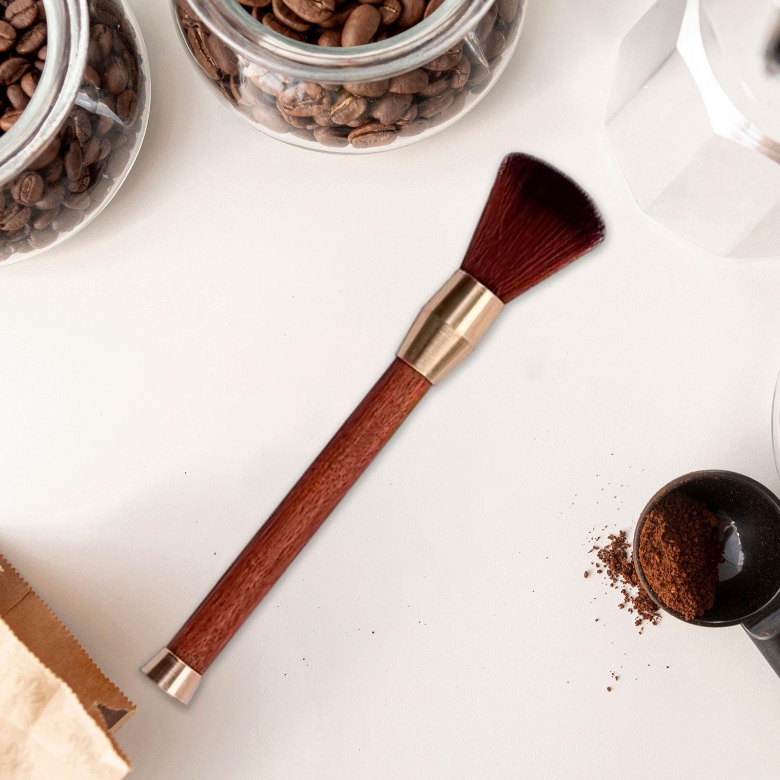 Spazzola Pulizia Macinacaffè Professionale con Manico Ergonomico in Legno per Pulire Fondi E Residui Adatta per Pulizia Macinacaffè E Macchina Espress, 4 pezzi