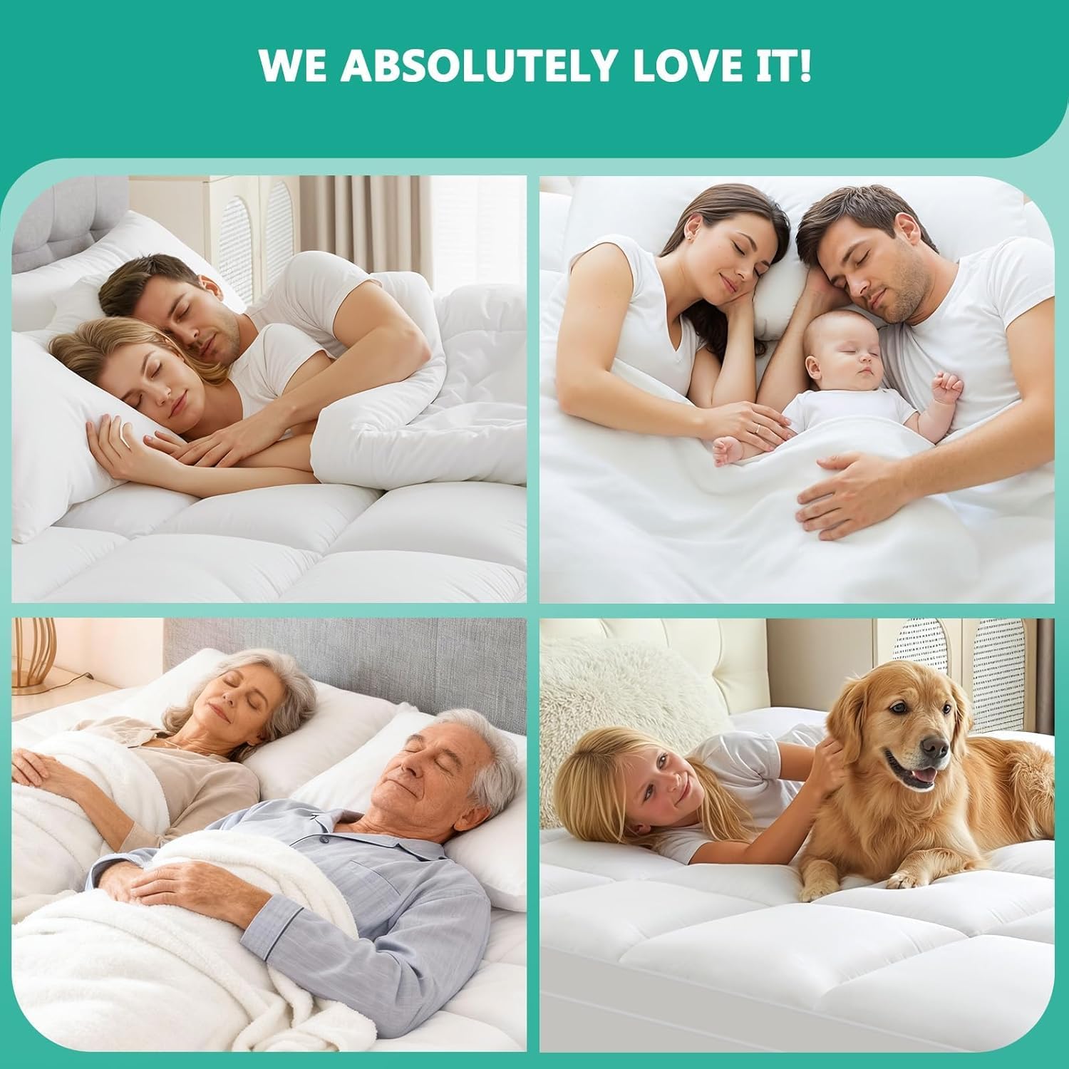 Queen Mattress Topper - Extra Thick Mattress Pad Cover - Pillow Top with Soft Breathable Spiral Fiber Filling, 8-21 Inch Deep Pocket, Cooling, White - Image 6