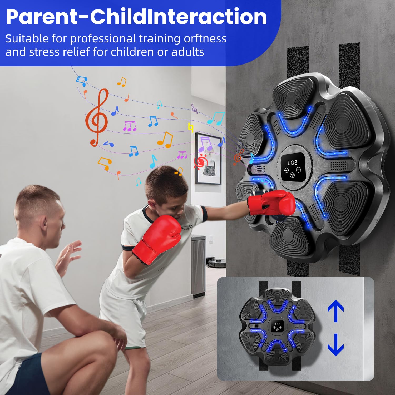 Maquina De Boxeo Musical, Music Boxing Machine, Boxeo Pared con Luz, Music Boxing, Regalo De Boxeo para NiñOs Y Adultos,Bluetooth, con Guantes De Boxeo
