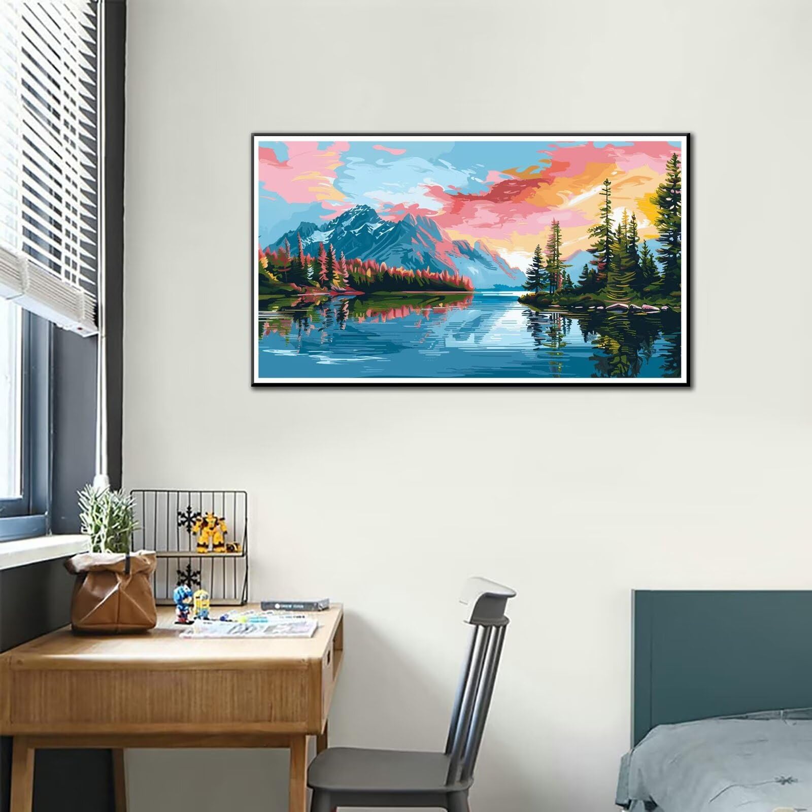 Kit Pittura A Numeri Per Adulti - Paesaggio 40x50cm, Tela Impermeabile, Colori Acrilici, Pennelli, Gancio, Ideale Per Decorazione Casa