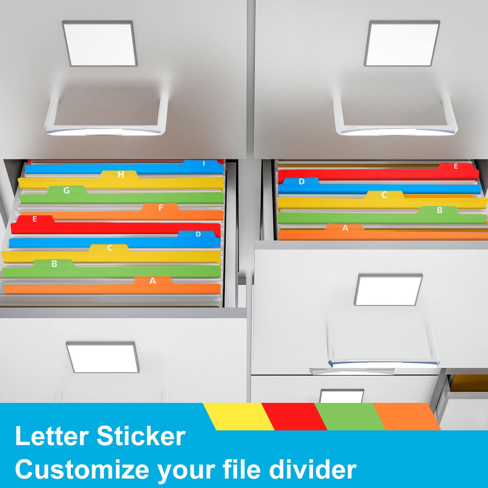 51 pz Index Card Guide Set Indice Schede Divisori Scheda Top Tab File Guide Alfabetico Alfa, A-Z 1/5 Tab Divisori per Ufficio Business Classroom Prodotti, Polipropilene, 31,8 x 20 Pollici