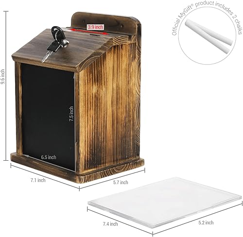 Miniatura 5 de MyGift Juego de 2 cajas de recolección y donación de puntas, caja de comentarios rústica de madera maciza quemada montada en la pared con etiqueta