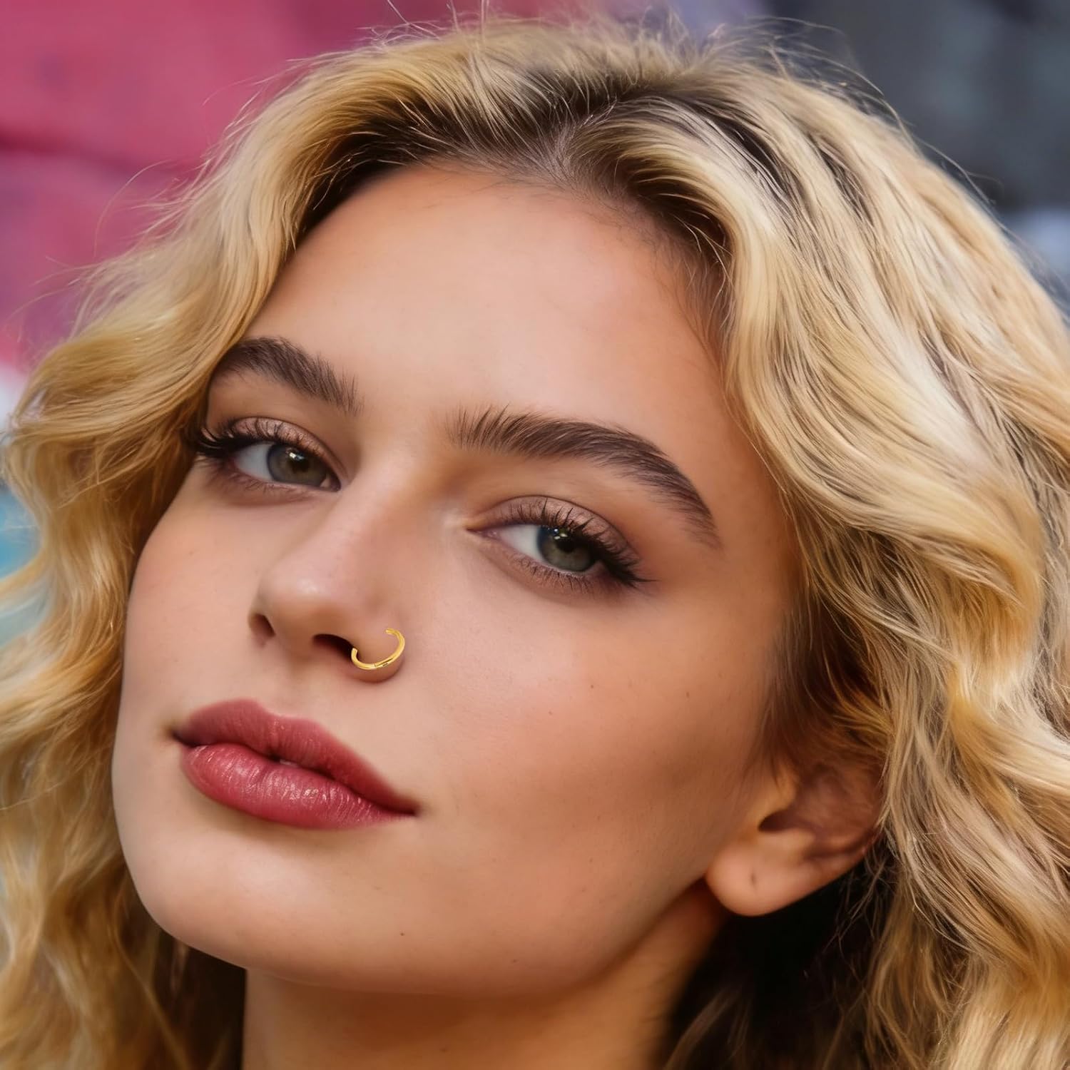 4PCS Nose Ring Hoop 316 Surgical Steel Double Hoop Septum Rings 18g 16g Piercing Jewelry with Zircon Spiral for Women Men Nose Septum Lip 8mm