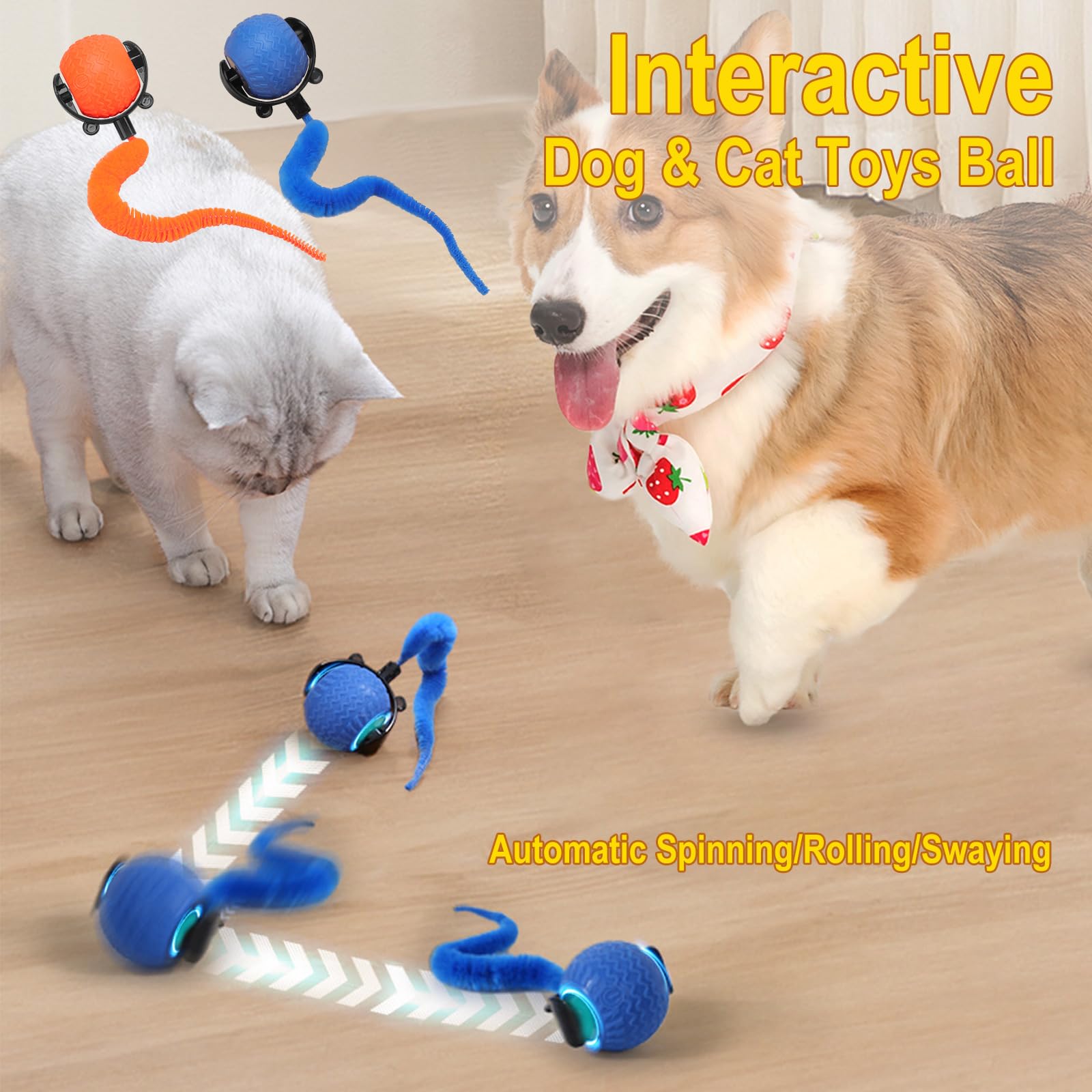 Palla Giocattolo Intelligente Per Gatti Sprifityy - Auto-Rotante Con Luci LED E Ricarica USB - Foto 6