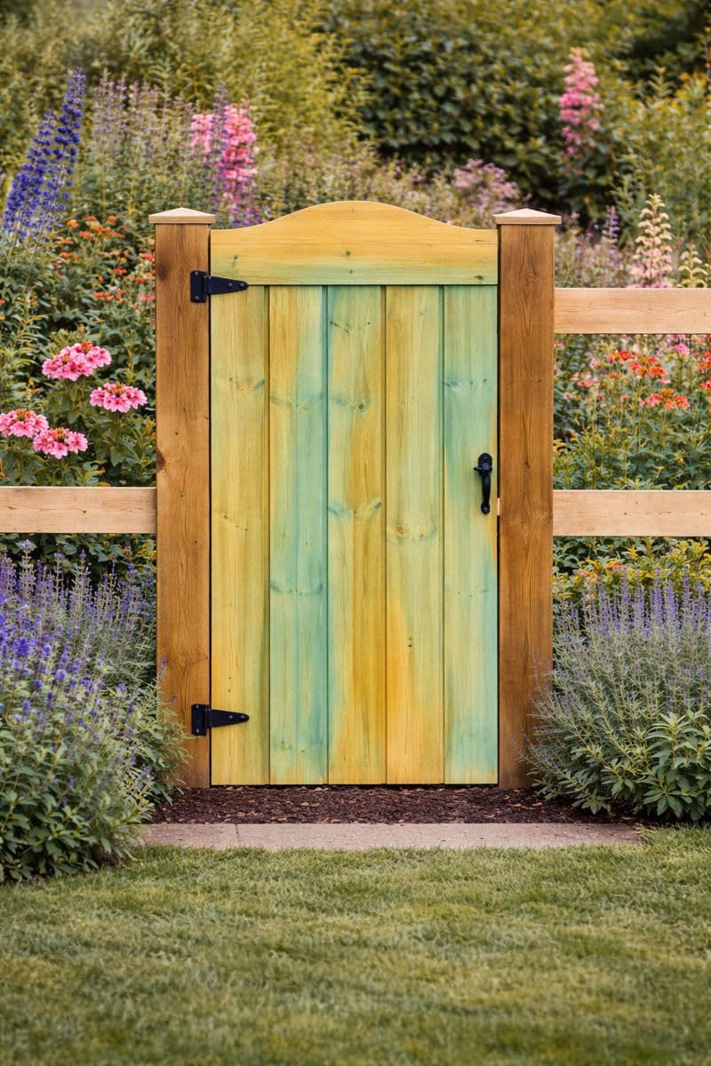 Wooden TVG Dome Garden Gate Pedestrian Gate Wooden Pressure Treated-6 FT (180cm High x 105cm Wide x 5cm Deep)