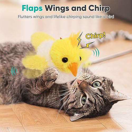 Miniatura 2 de Petbobi Juguetes para gatos que aletean el pájaro  Juguete interactivo realista para gatos con hierba gatera, juguete de ejercicio para gatos