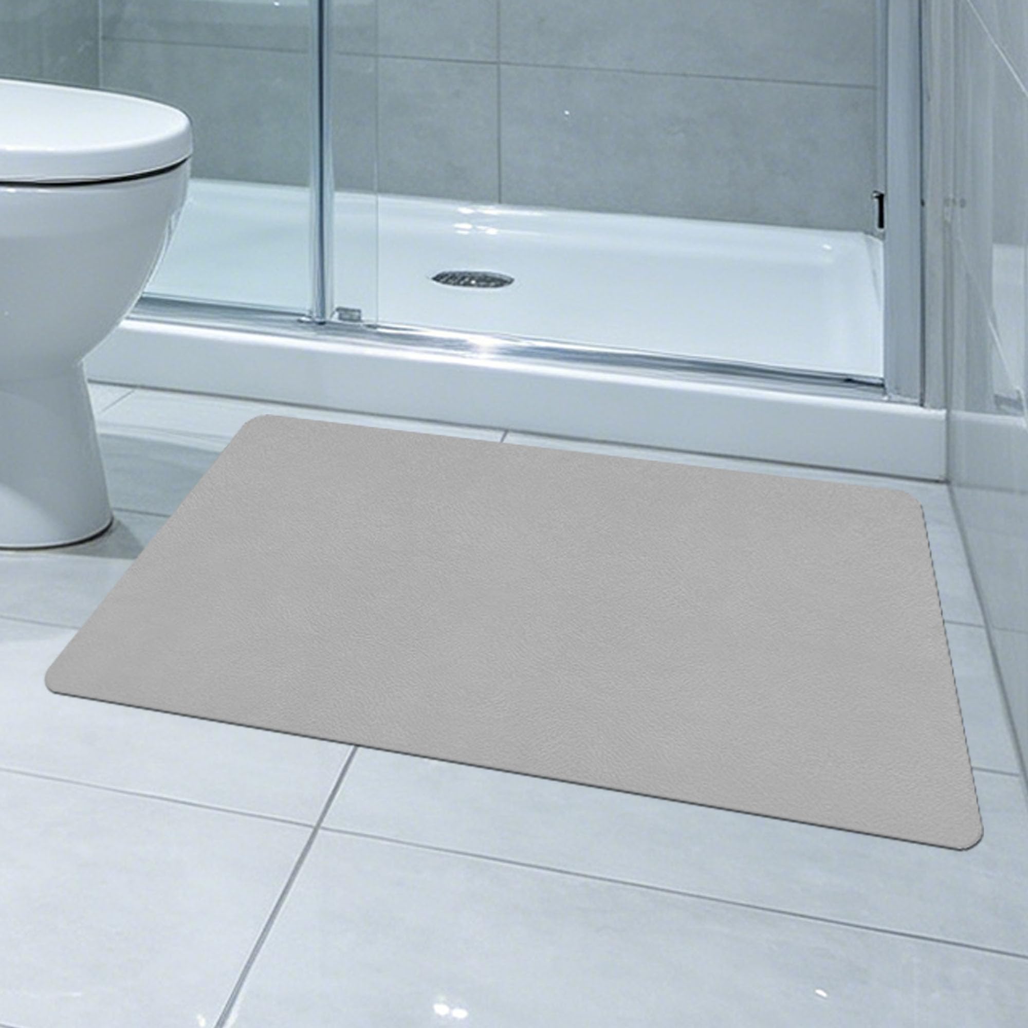 Tappeto Bagno Diatomite Antiscivolo 40 x 80 cm Ad Asciugatura Rapida Tappetini da Bagno Antiscivolo e Ultra Morbidi Antimuffa per Porte Del, Vasca da Doccia, Grigio Chiaro