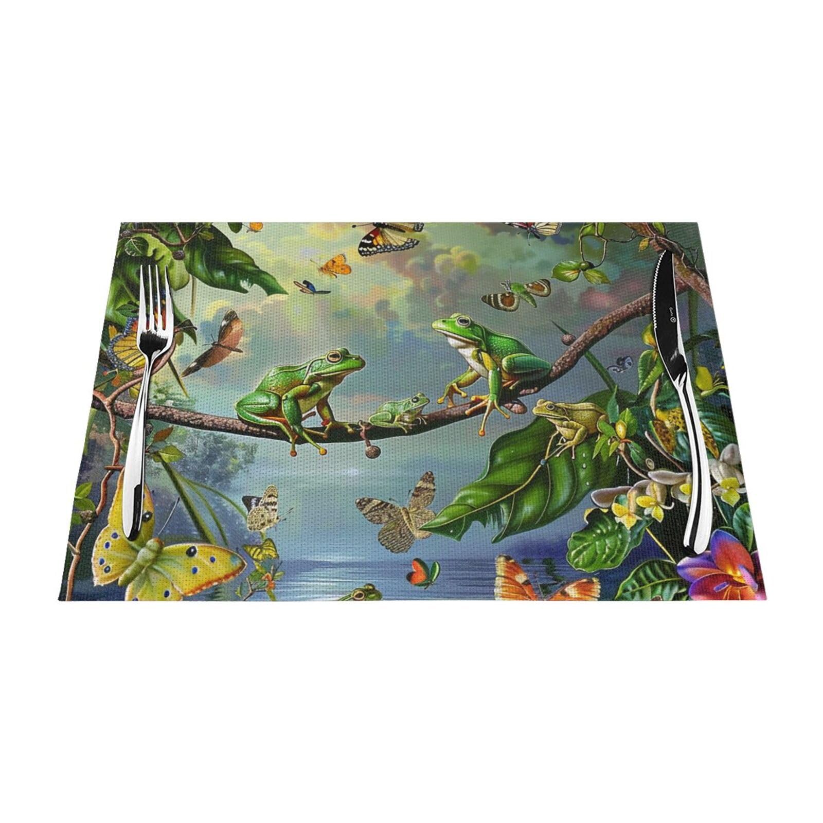Set de table grenouille branches papillons en PVC lavable 45x30cm
