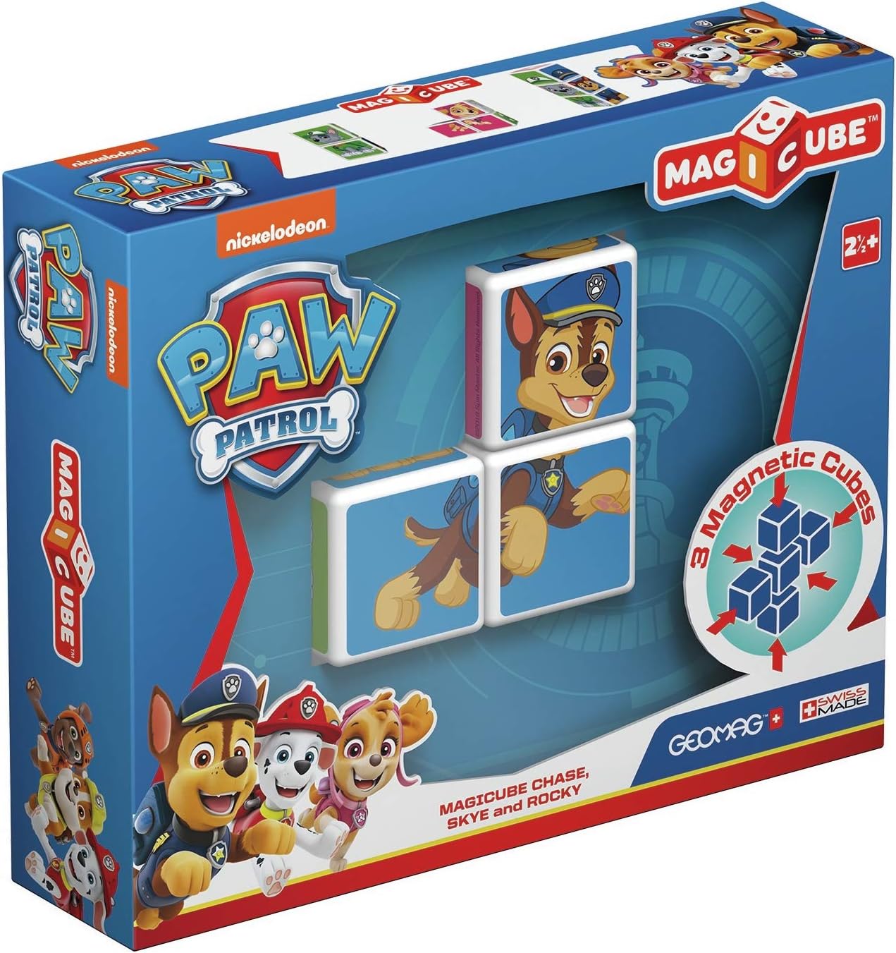 Geomag Magicube Paw Patrol 077 - Chase, Skye and Rocky - Magnetic Constructions, 3 Cubes