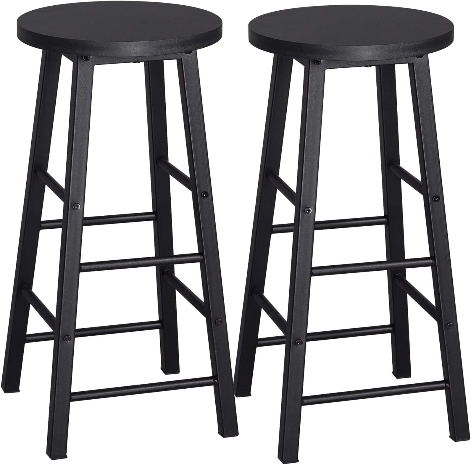 WOLTU Breakfast Kitchen Counter Bar Stools Set of 2 PCS MDF Seat Seat Bar Chairs Metal Legs Barstools Black High Stools