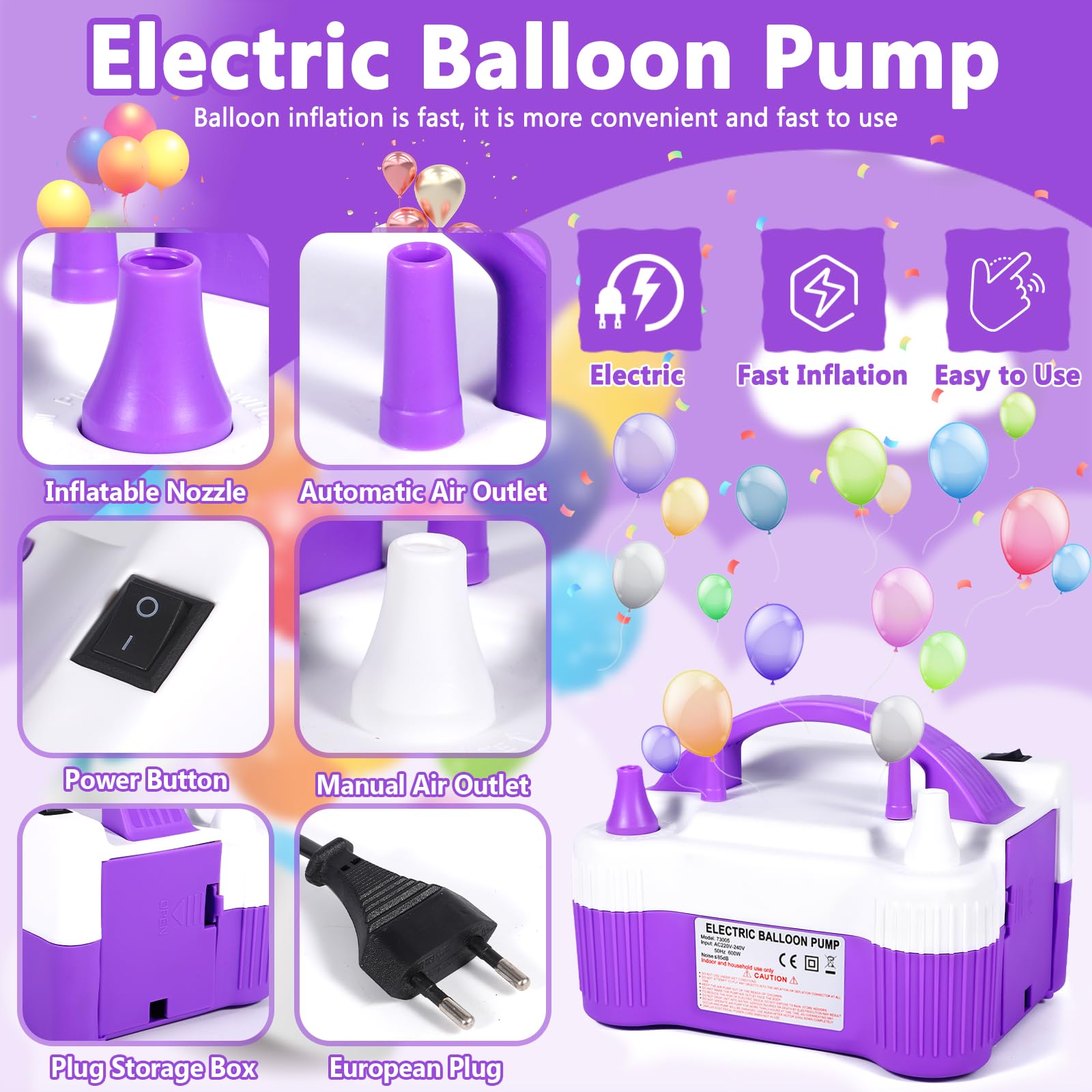 Pompa Elettrica Per Palloncini Automatica - Gonfiatore Veloce, Per Feste, Matrimoni, Compleanni - Foto 6