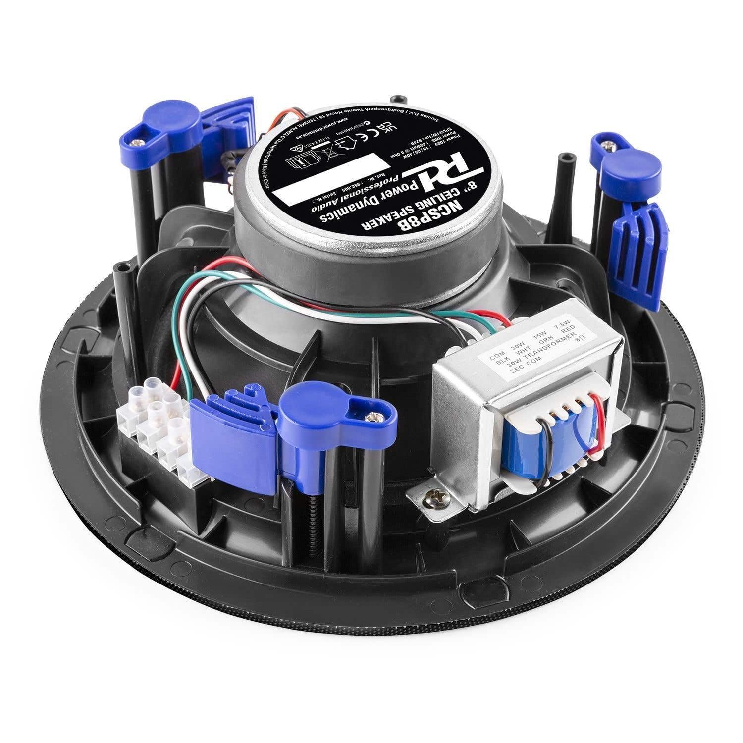 Power Dynamics NCSP8 - Deckenlautsprecher mit 8" Tieftöner, 40 Watt, 2-Wege Einbaulautsprecher, Magnet Gitter & Flaches Design – ideal für Wohnraum, Büros, Restaurants - 22,9cm x 8,7cm - Schwarz