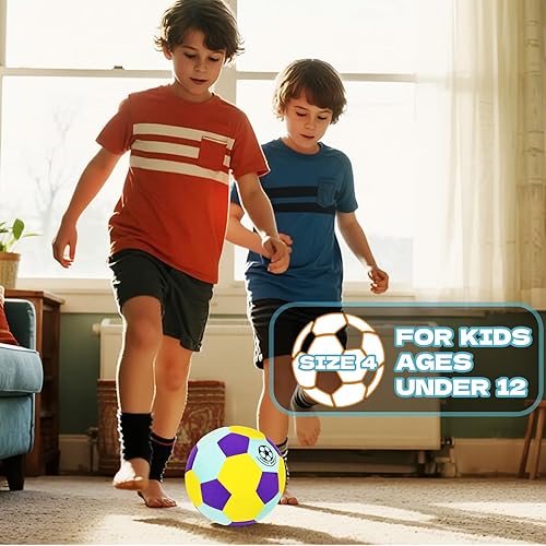 Miniatura 5 de Balón de fútbol suave para interiores, tamaño 4, tela súper suave y silenciosa, regalos para niños de 8 a 12 años, jóvenes principiantes, perfecto