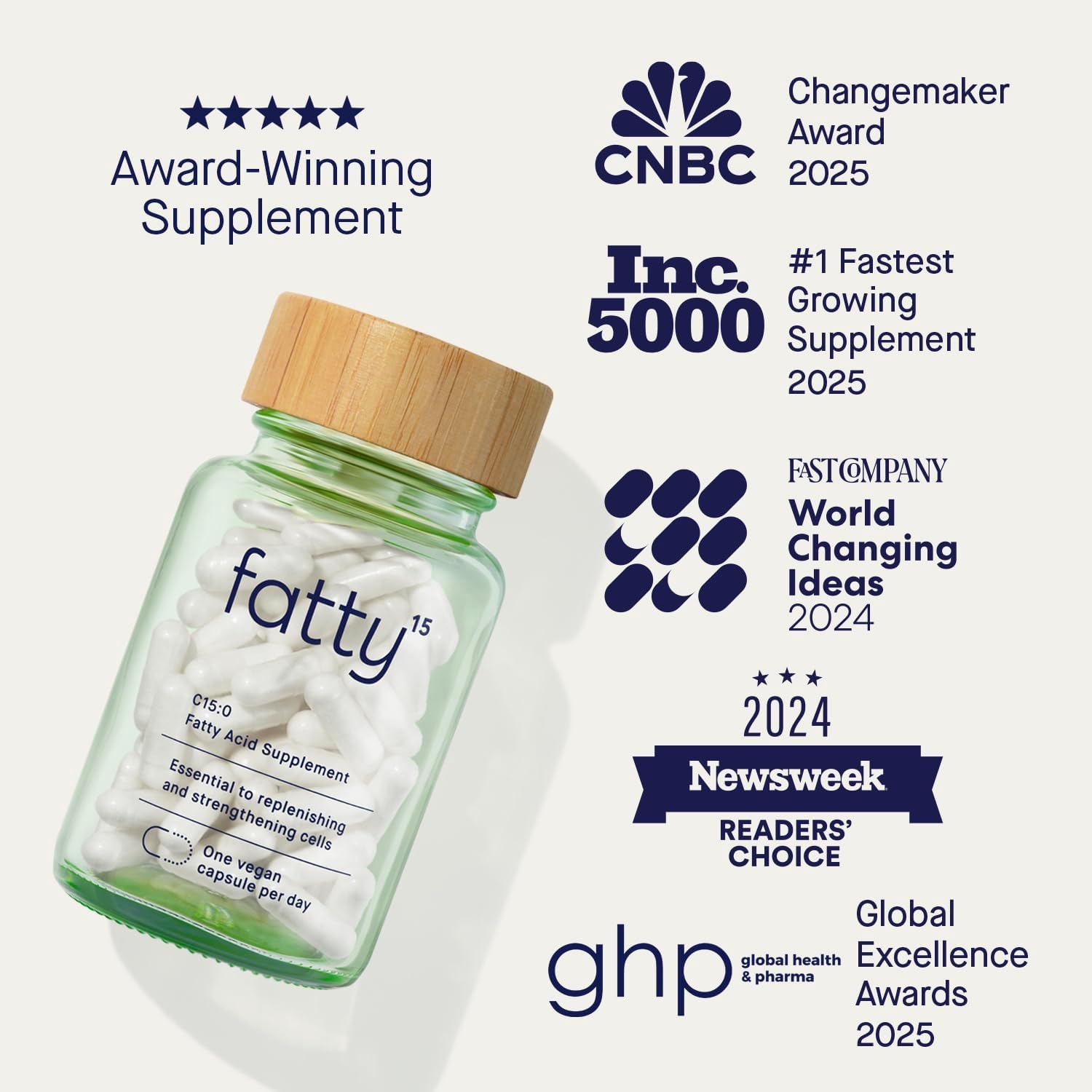 Fatty15 C15:0 Pentadecanoic Acid Supplement The Longevity Nutrient - 180 Vegan Capsules - 3X Cellular Benefits of Fish Oil EPA Omega 3 Supplements - Liver Support & Mitochondrial Health thumbnail