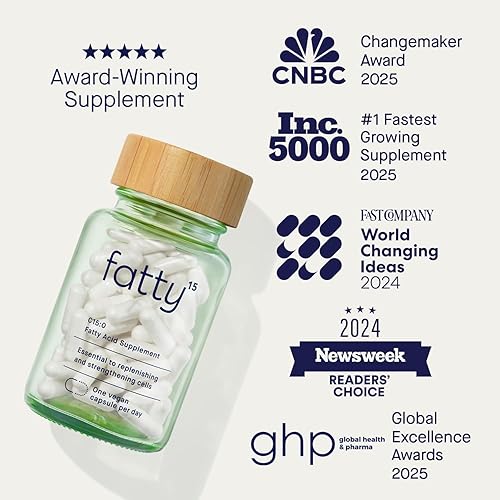 Vista 5 de Fatty15 C15:0 Pentadecanoic Acid Supplement The Longevity Nutrient - 90 Vegan Capsules - 3X Cellular Benefits of Fish Oil EPA Omega 3 Supplements