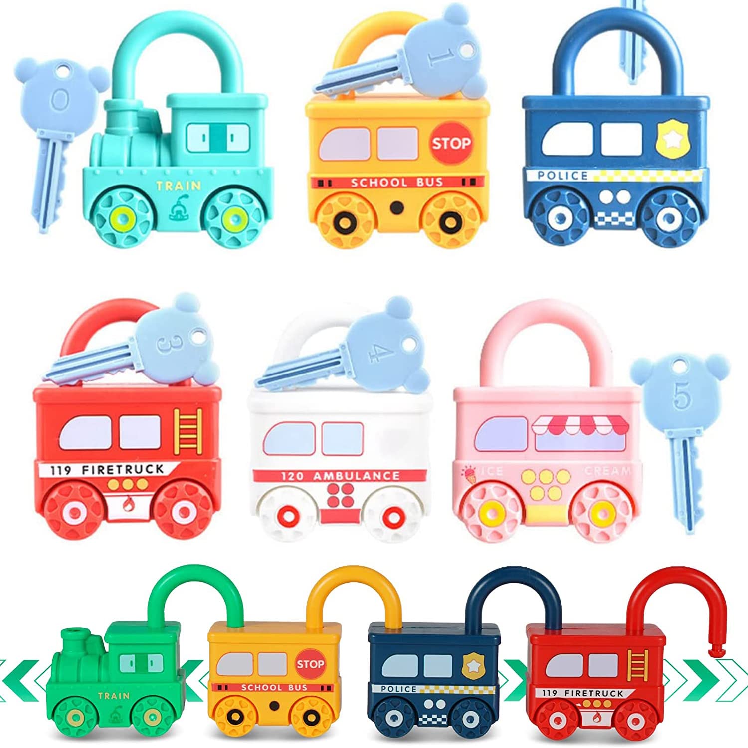 Rablue Lock and Key Toy, Montessori Educational Toys for 2+ Year Olds, Toddler Travel Toys, Fine Motor Skills Toys - Matching Counting Game, Early Educational Toys for Boys Girls Toddler