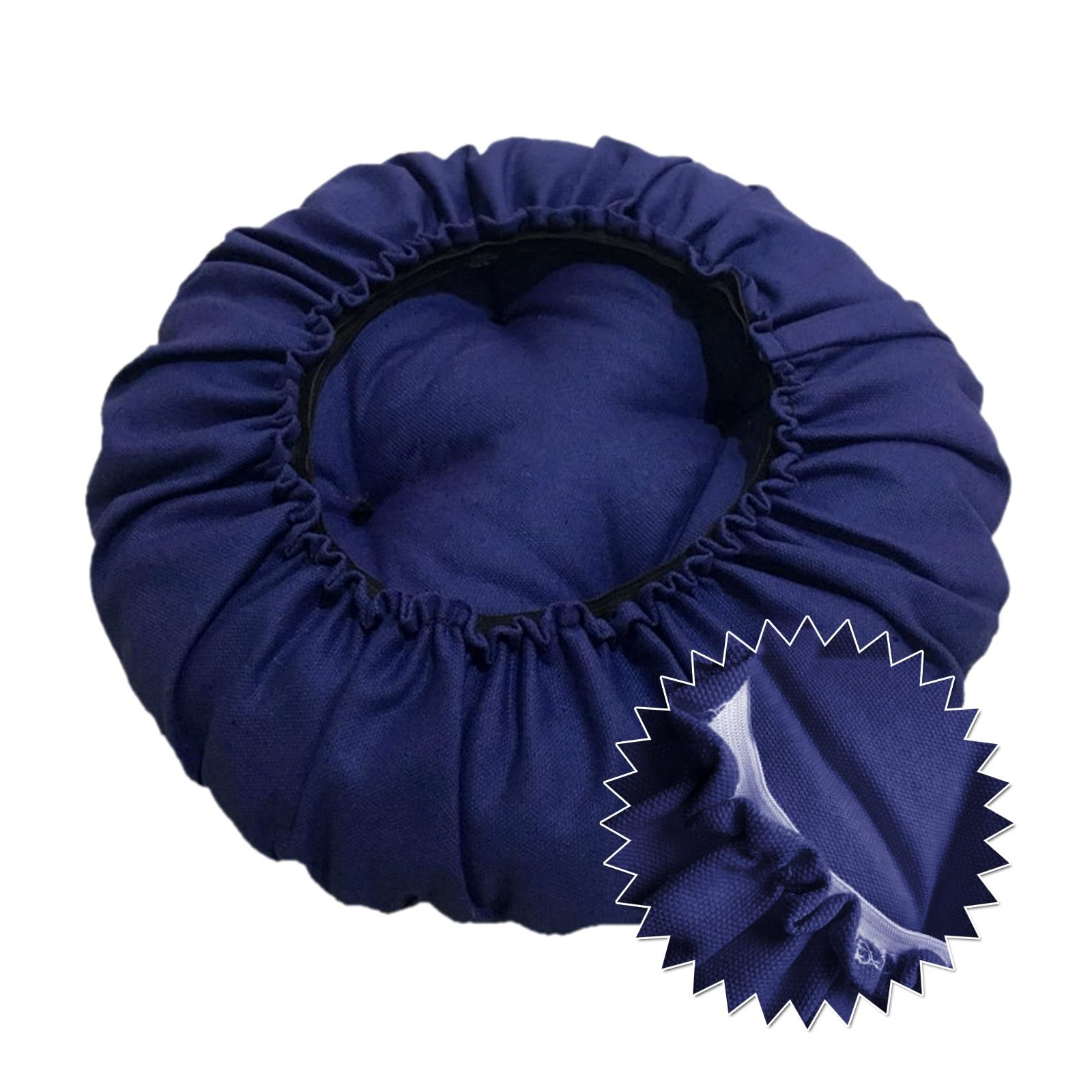 SVFOEBJM Breathable Round Seat Pads With Elastic Chair Cushions Bistro Stool Seat Cushion Thicken Cushion For Dining Chairs Bar Stool 35/40/45/50cm(Dark Blue,35cm)