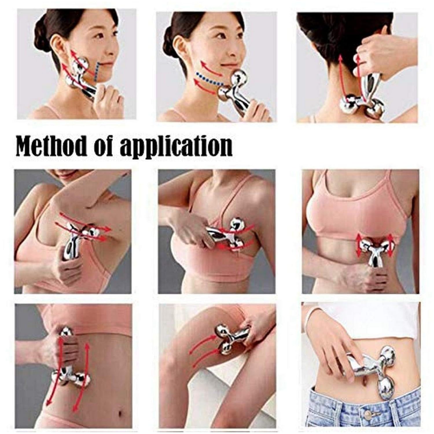 UGU ZONE 3D Manual Solar Powered Roller Face Body Massager Skin Lifting Wrinkle Remover Facial Massage For Relaxation and Tightening (Silver) 2