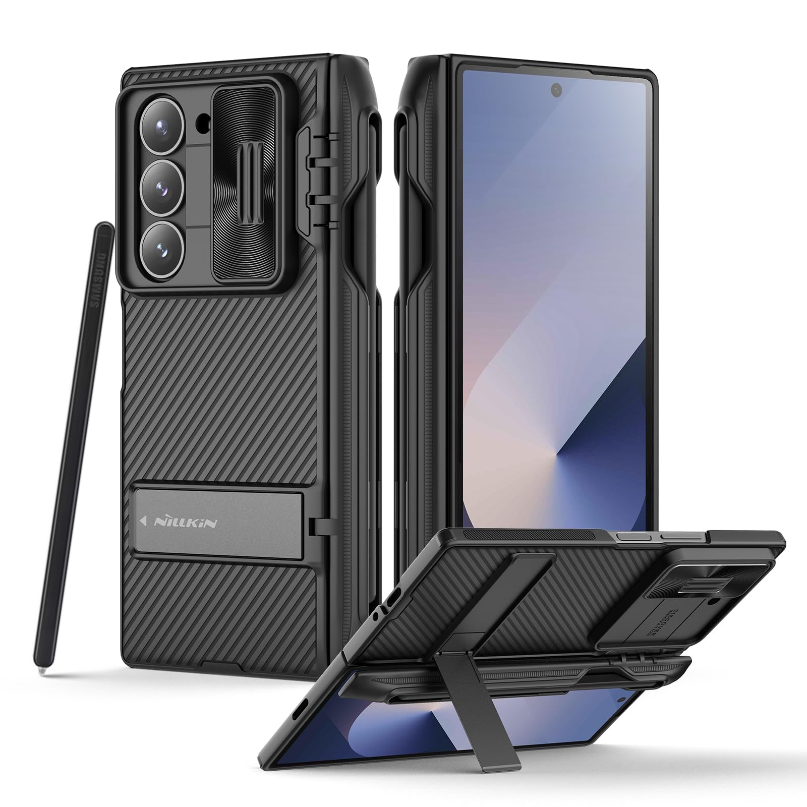 Nillkin Samsung Galaxy Z Fold 6 Case with S Pen Holder & Hinge Protection [Metal Kickstand] [Slide Camera Cover] CamShield Pro Slim Protective Case for Galaxy Z Fold 6 5G (Deep Black) (B0D9RL4WPZ) Amazon Price History, Amazon Price Tracker