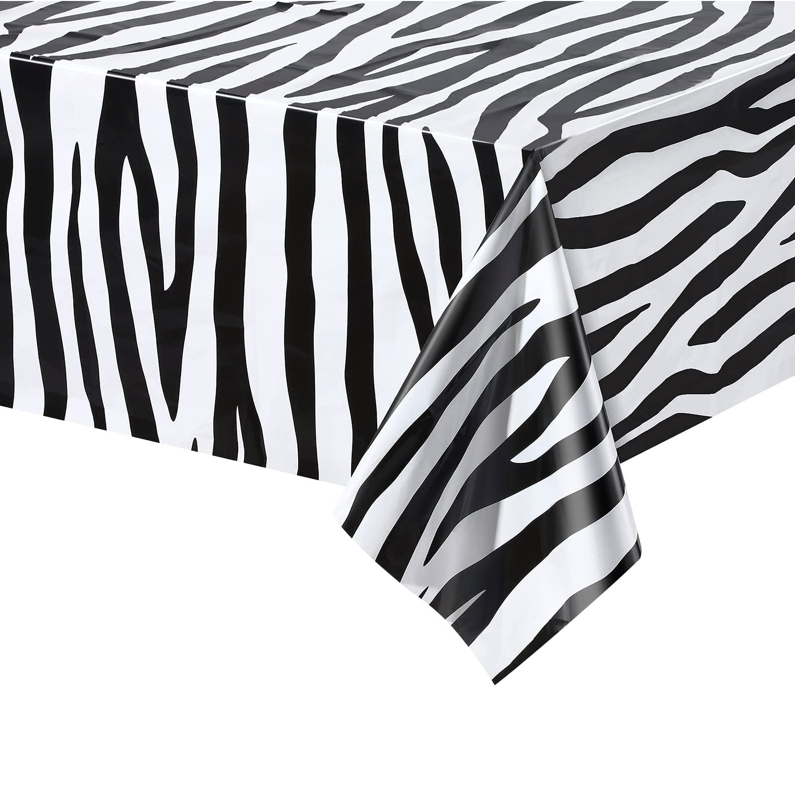POPOYU Jungle Safari Animal Zebra Print Plastic Tablecloths,Cow PVC Table Cover for Jungle Safari Animals Party Decorations,Plastic Table Cloth Cow Print for Kids Jungle Zoo Animals Party Supplies