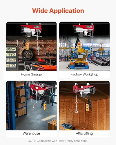 Miniatura 9 de VEVOR Polipasto eléctrico de 2200 libras con control remoto cableado de 14 pies, elevador eléctrico de 110 V con altura de elevación de cable único