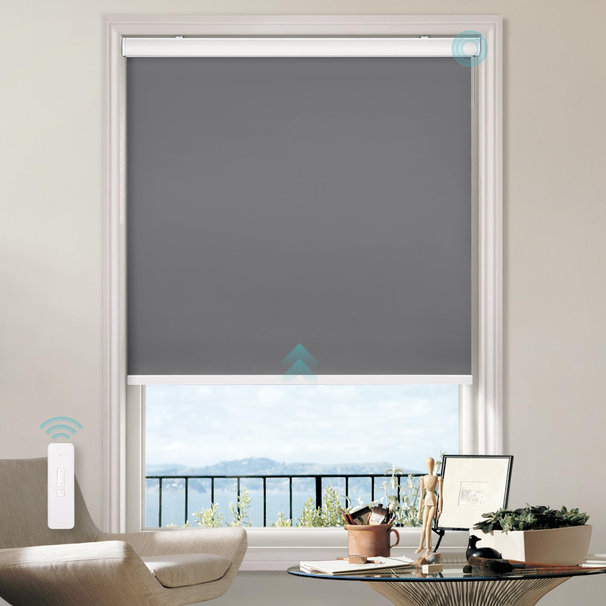 TIPIACE Persianas Eléctricas De Panal De Abejas De Cableado Duro Persianas De Tejido Impermeable De Sombra Completa, Tamaño Personalizado (Gris Oscuro 93021F W80 X L 120cm