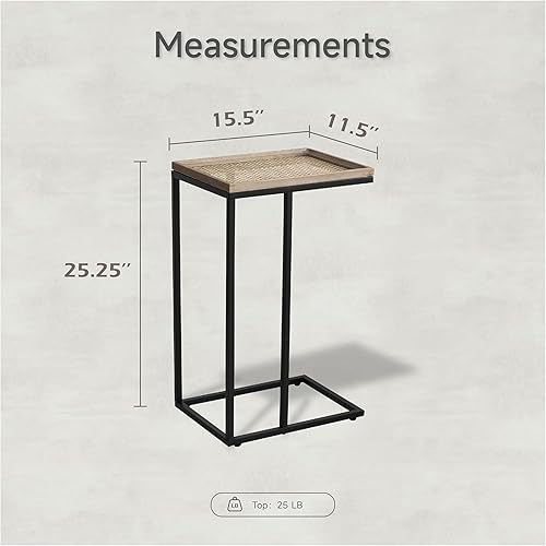 Miniatura 13 de Mesa auxiliar de sofá de mesa estilo campestre, mesa auxiliar de metal envejecido, color dorado Oro,Negro -