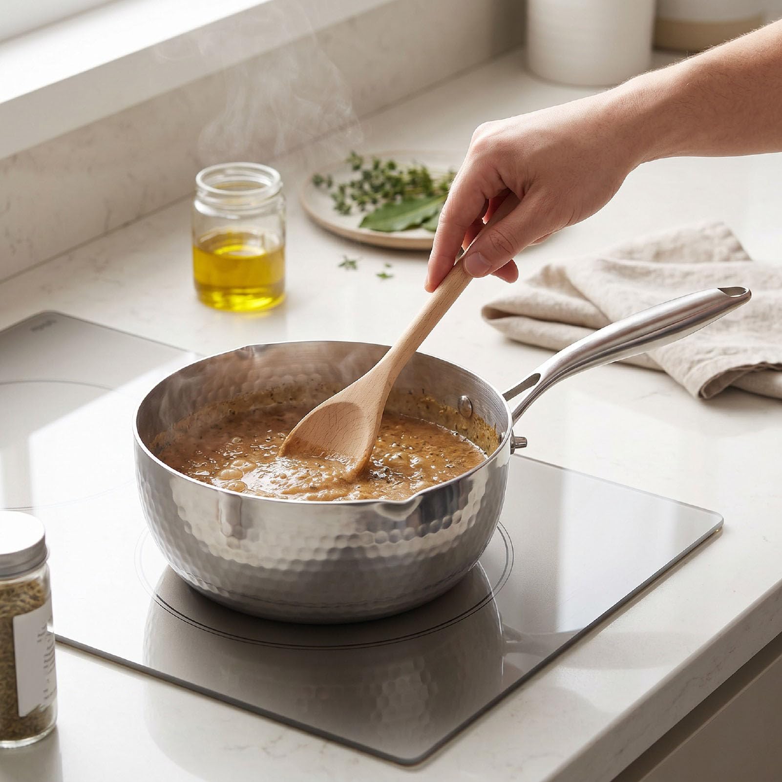ZJchao Pentola in Acciaio Inox SUS316, Antiaderente, Fondo a 5 Strati, con Base Clad per Induzione, per Alimenti per Bambini e Salse