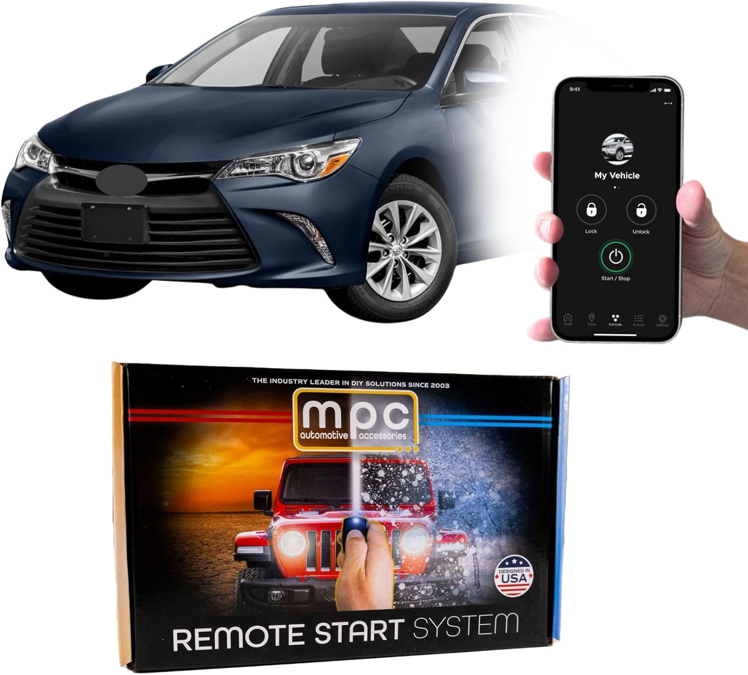 MPC Remote Start Kit Compatible with Toyota Camry 2012-2017 || Plug and Play || 2-Way 3,000ft Range Remotes || Push to Start Only || USA Tech Support