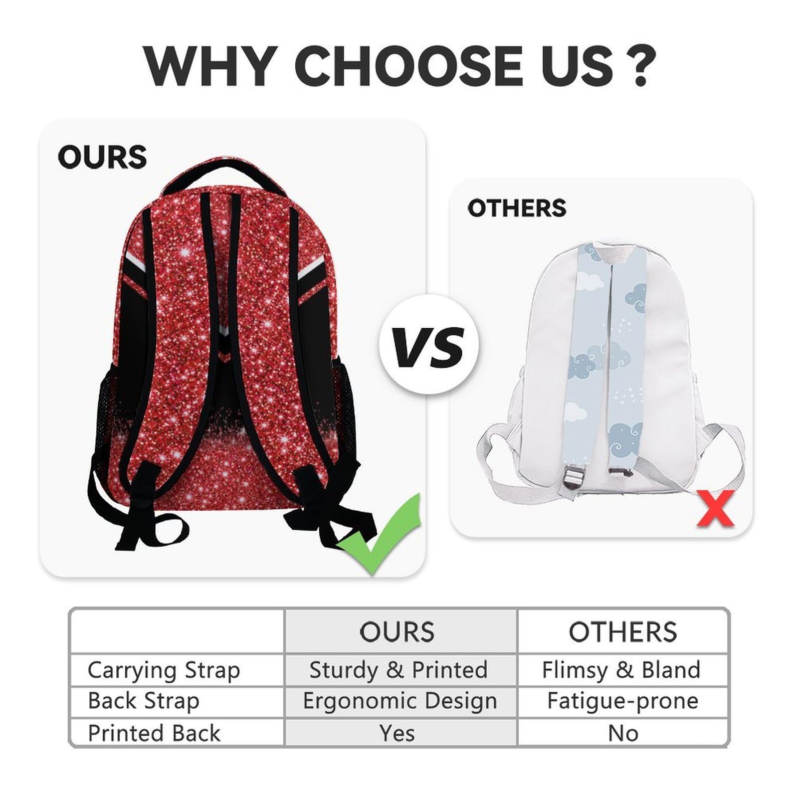 Zaino personalizzato Cheer, 43 cm, zaino da cheerleader, regali per ragazze, borsa per libri per bambini elementari, Rosso, One Size, Zaino per bambini
