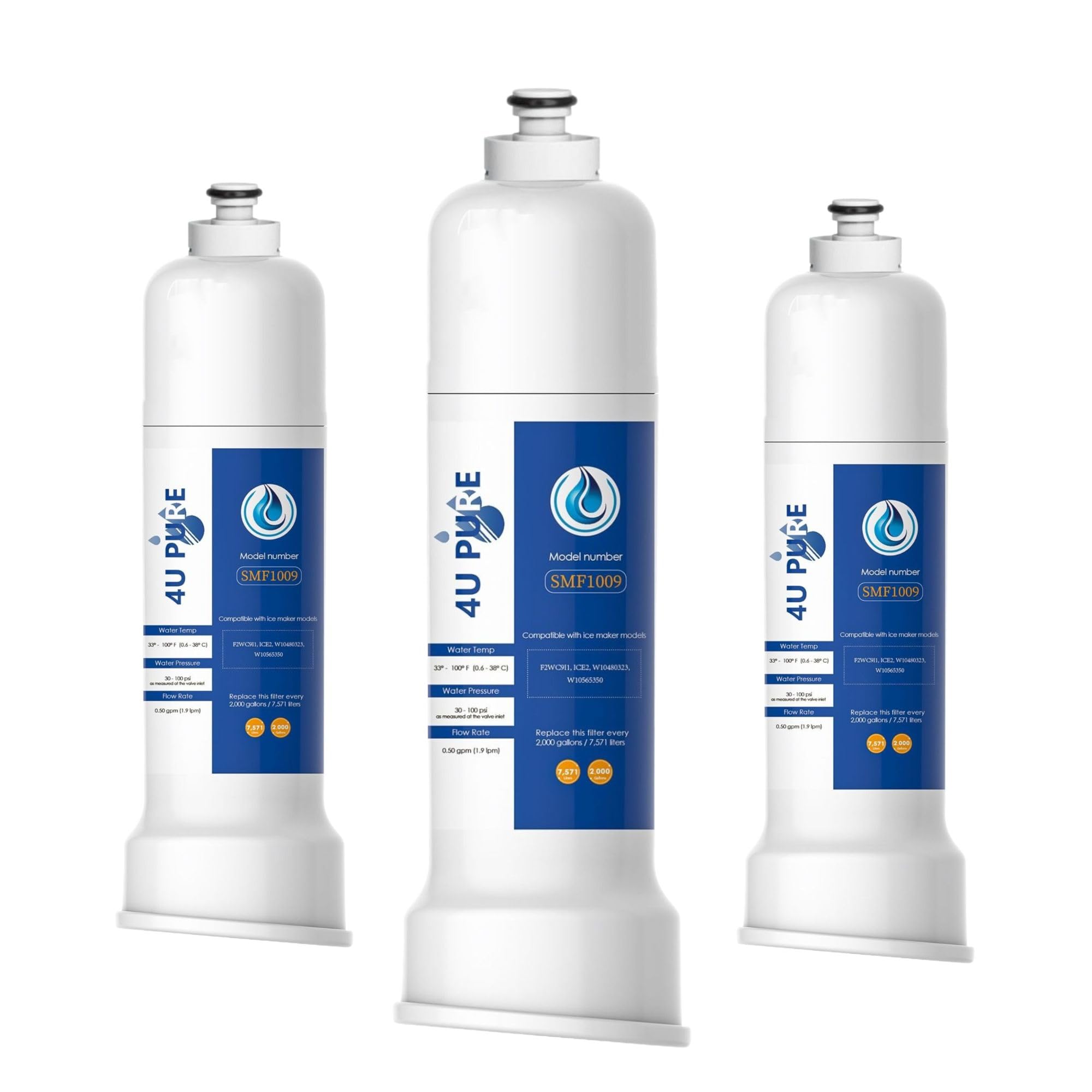 ICE2 F2WC9I1 ICE Maker Filter Replacement, 3 Pack
