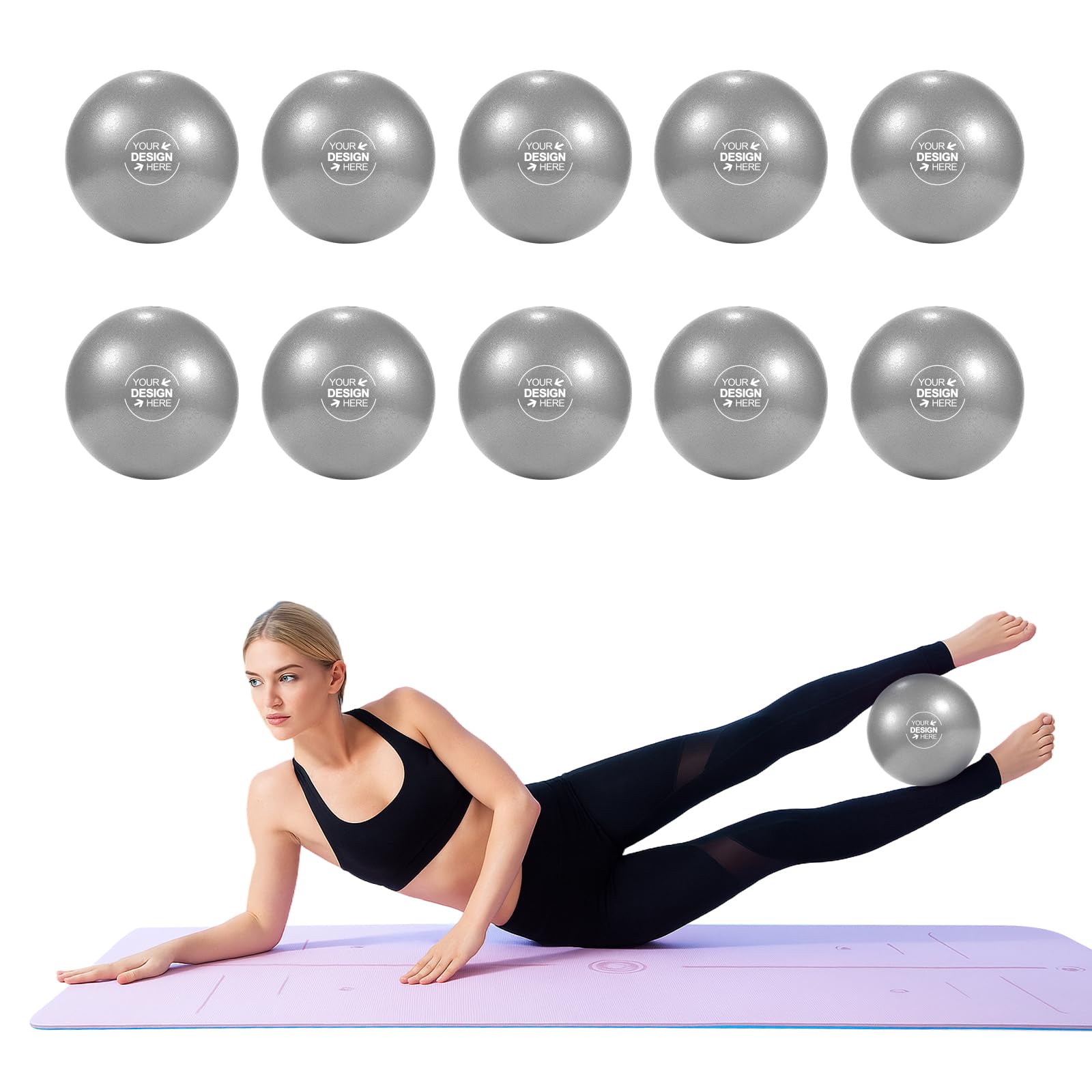 GOGO 10 sztuk niestandardowych piłek pilates mini piłka do ćwiczeń, spersonalizowana piłka do jogi 23 cm dla stabilności równowagi barre rozciąganie rdzenia