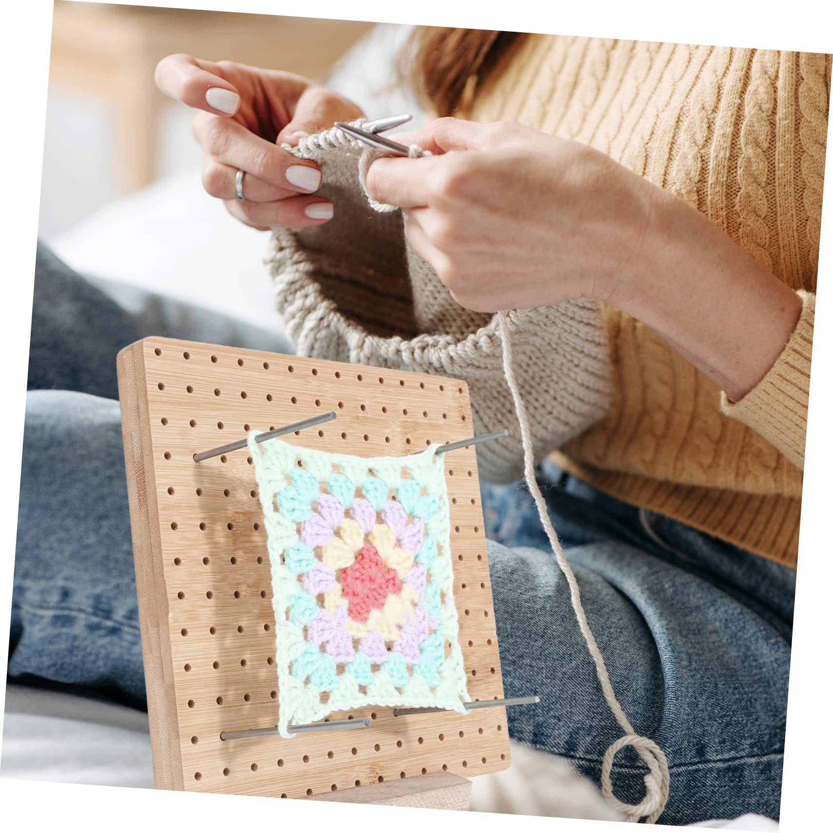 Tablero de Bloqueo de Madera de Crochet para Principiantes, 1 Set