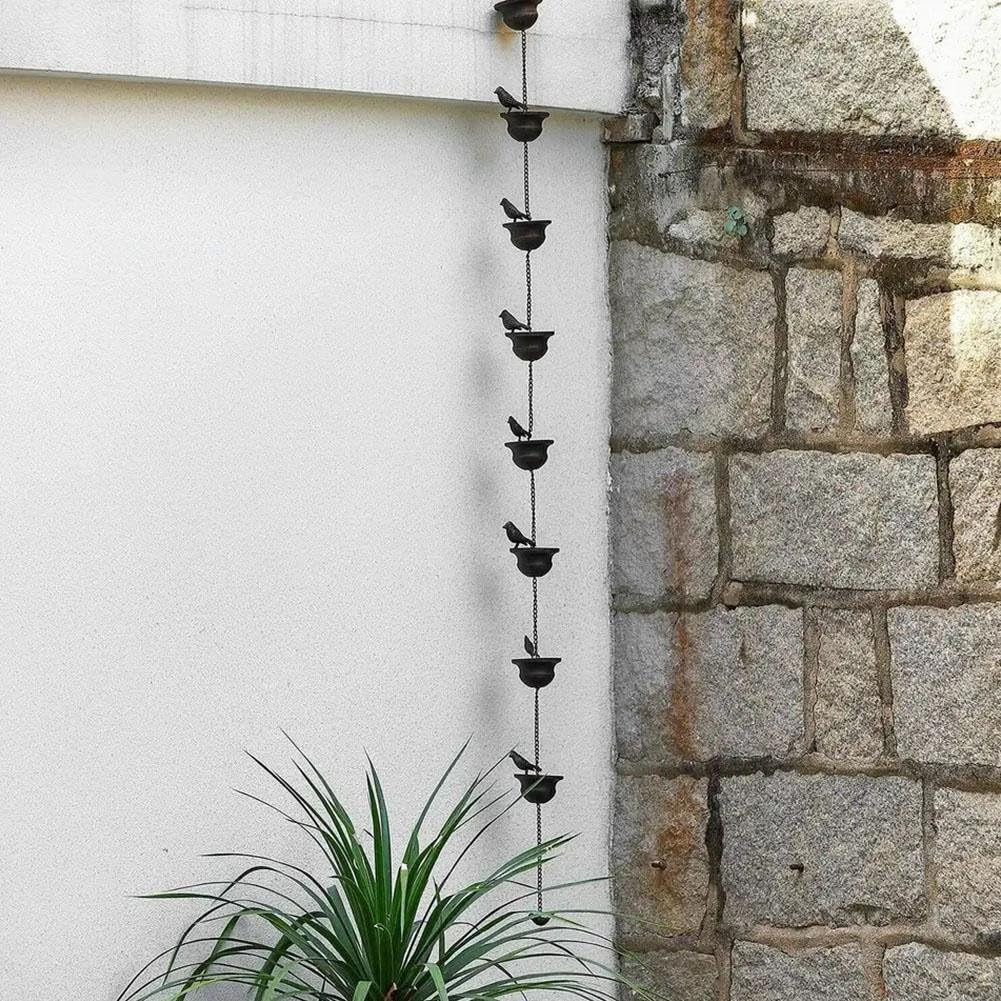 Cadena de lluvia de hierro para exteriores, cadena de lluvia de metal, diseño de pájaros, cadena de lluvia para decoración de canalones
