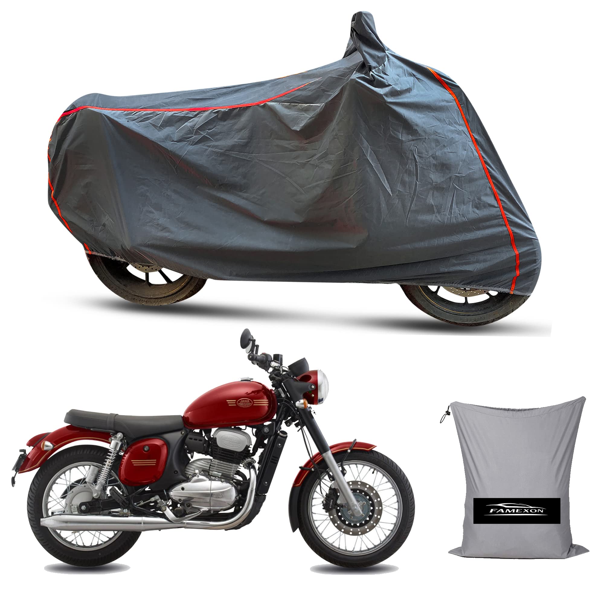 FAMEXON HYPRA Nylon Waterproof Long Last All Weather Cover with Piping Design for JAWA 42 (Grey) (B09R2FHPTL) Amazon Price History, Amazon Price Tracker