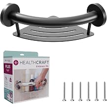 HEALTHCRAFT Plus Corner Shelf & Grab Bar 9.5", ADA Safety - Matte Black