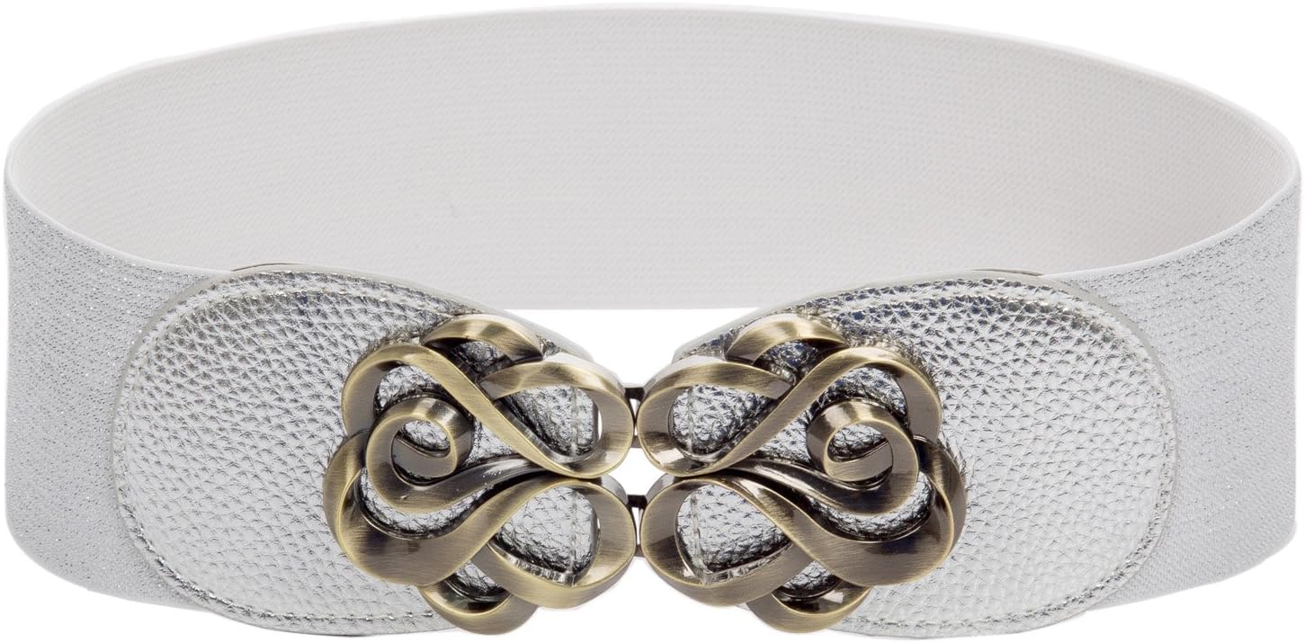 Plus Size Stretchy Corset Belt, Silver, X-Large