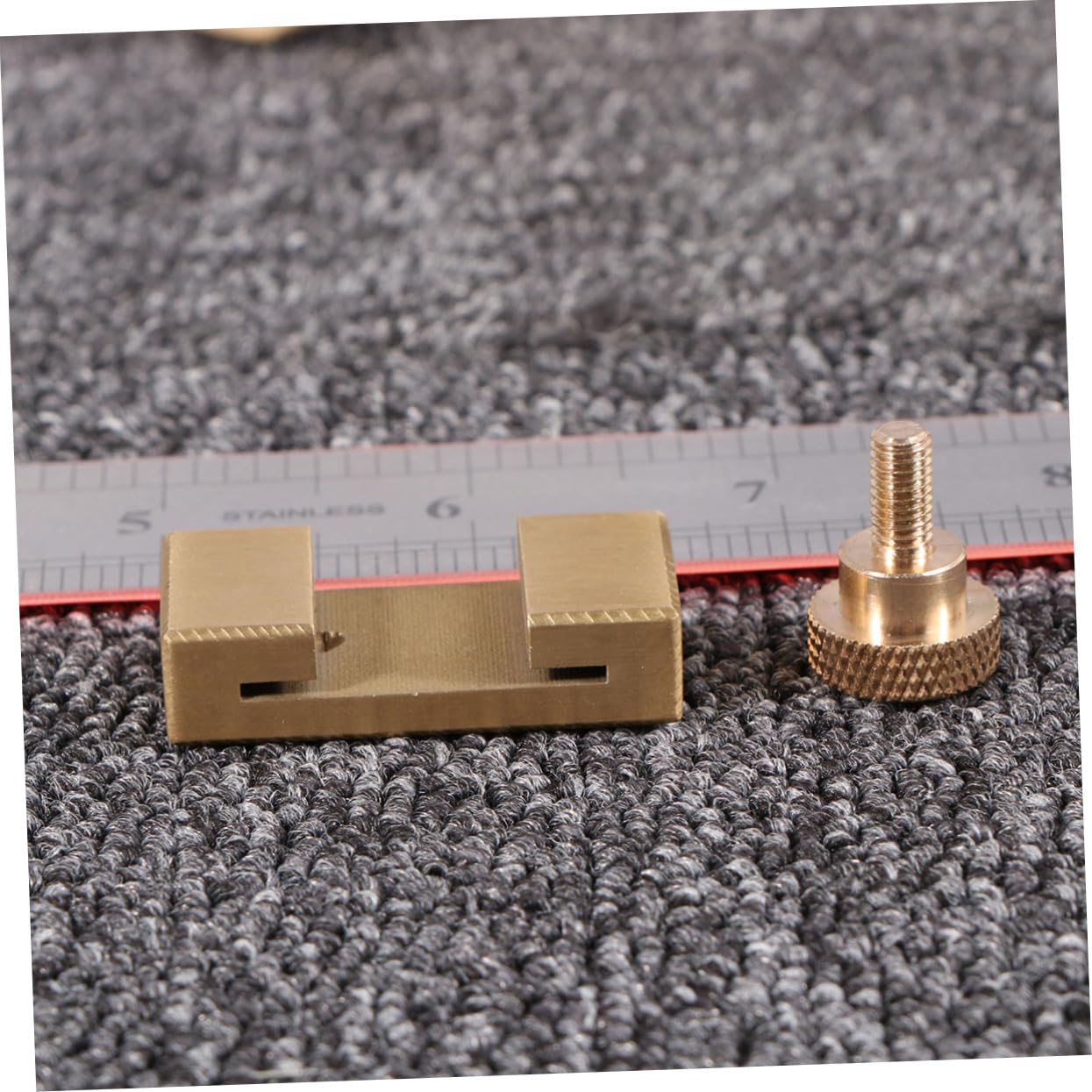 Hemobllo 6pezzi Brass Positioning Block Per Lavori Di Falegnameria Strumento Di Misurazione Con Righello Acciaio Blocchi Di Posizionamento Regolabili Per Marcatura Precisa