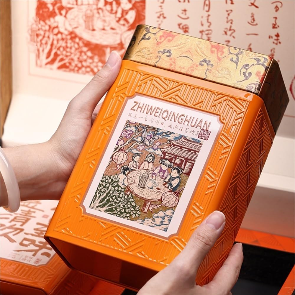 Set Da Tè Contenitore for la conservazione del tè sfuso Lattina quadrata Lattina sigillata da cucina Lattina vuota Set da tè retrò Set di scatole regalo con doppia lattina Barattolo Per Conservare Il