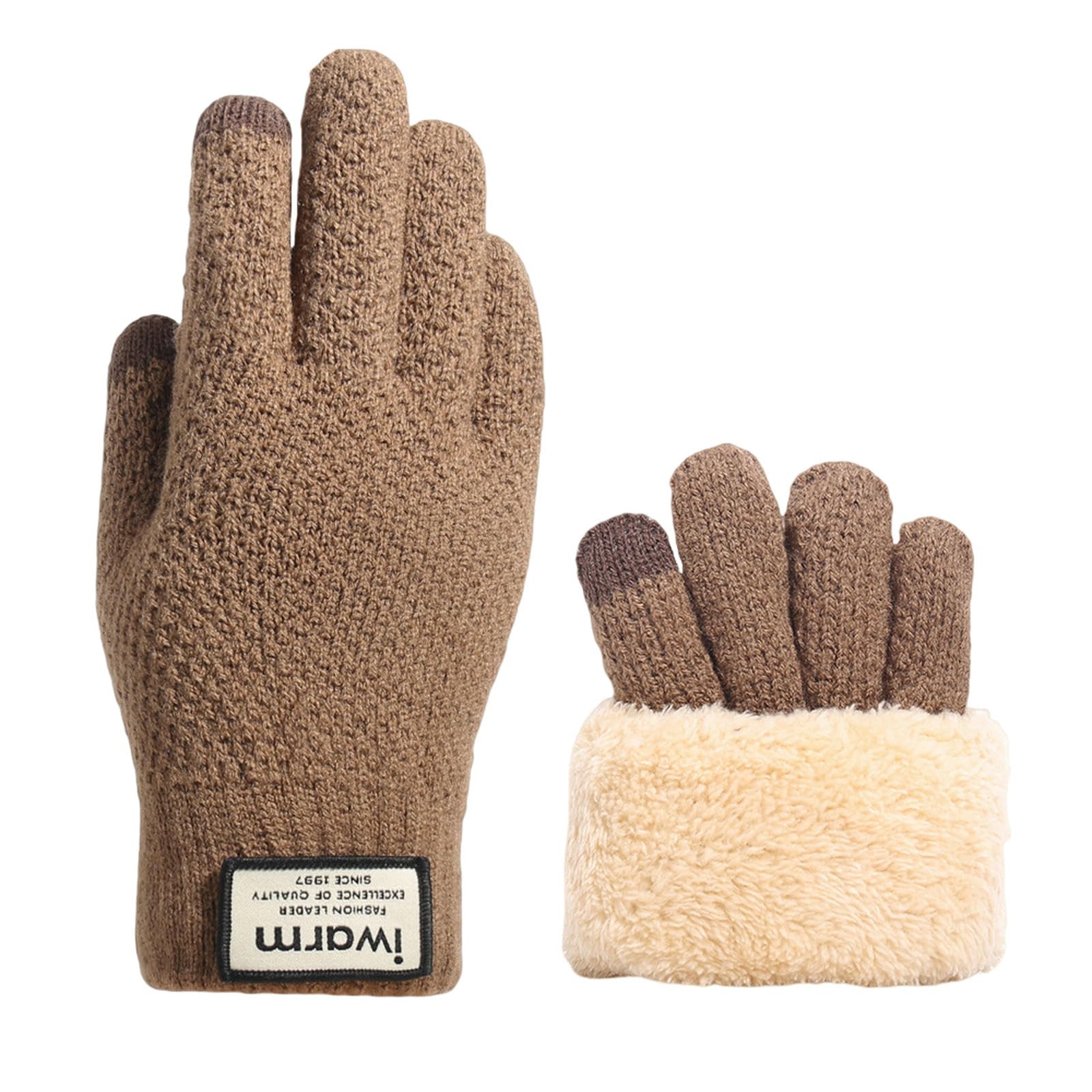 Guantes de punto para el frío urbano de invierno en tono marrón a26