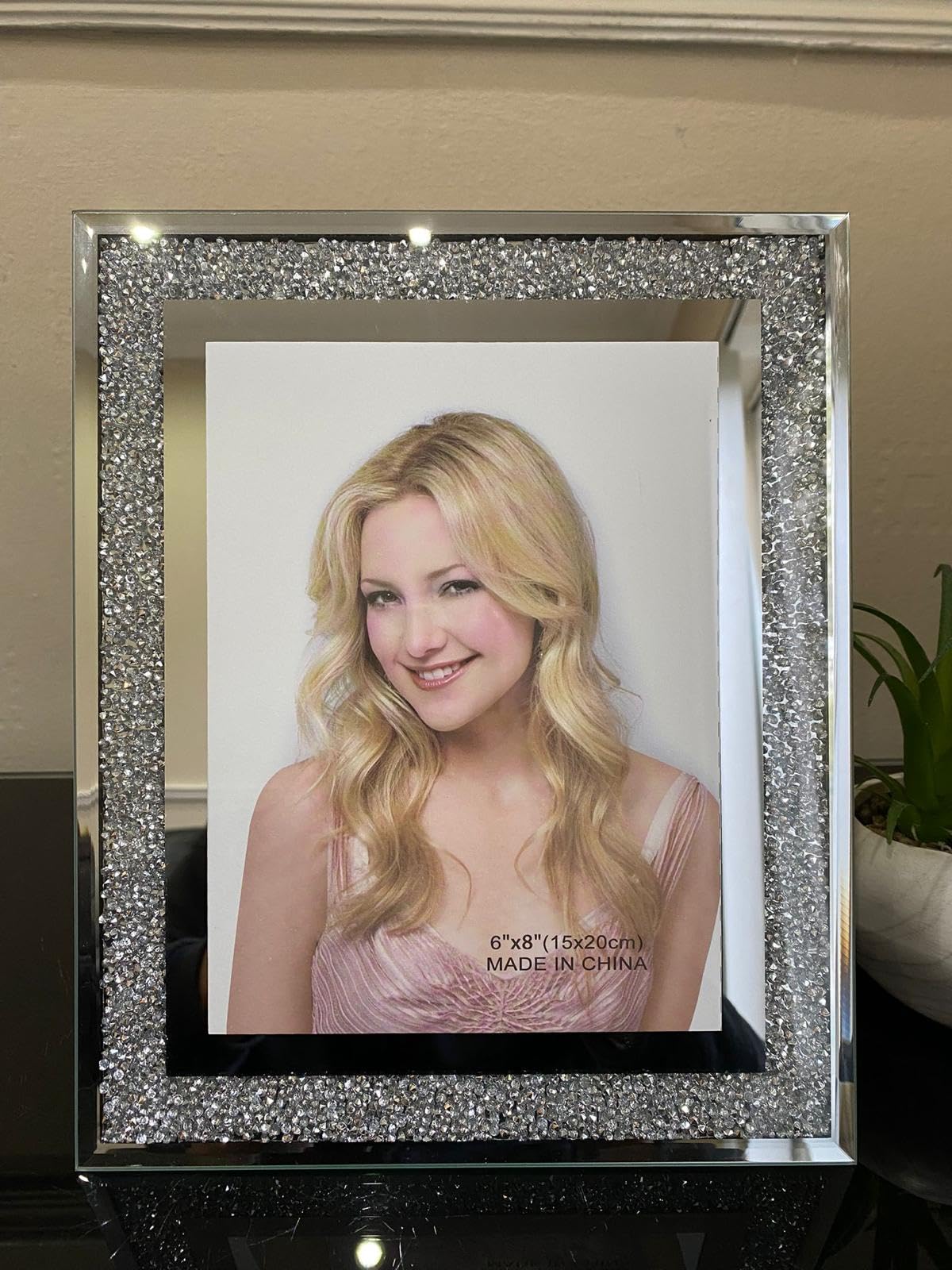 Stunning Silver Crushed Crystals Mirrored Photo Frame Crystal Diamante Picture Frame Tabletop Frame Vertical And Horizontal Photo Frame (6X8 In, )